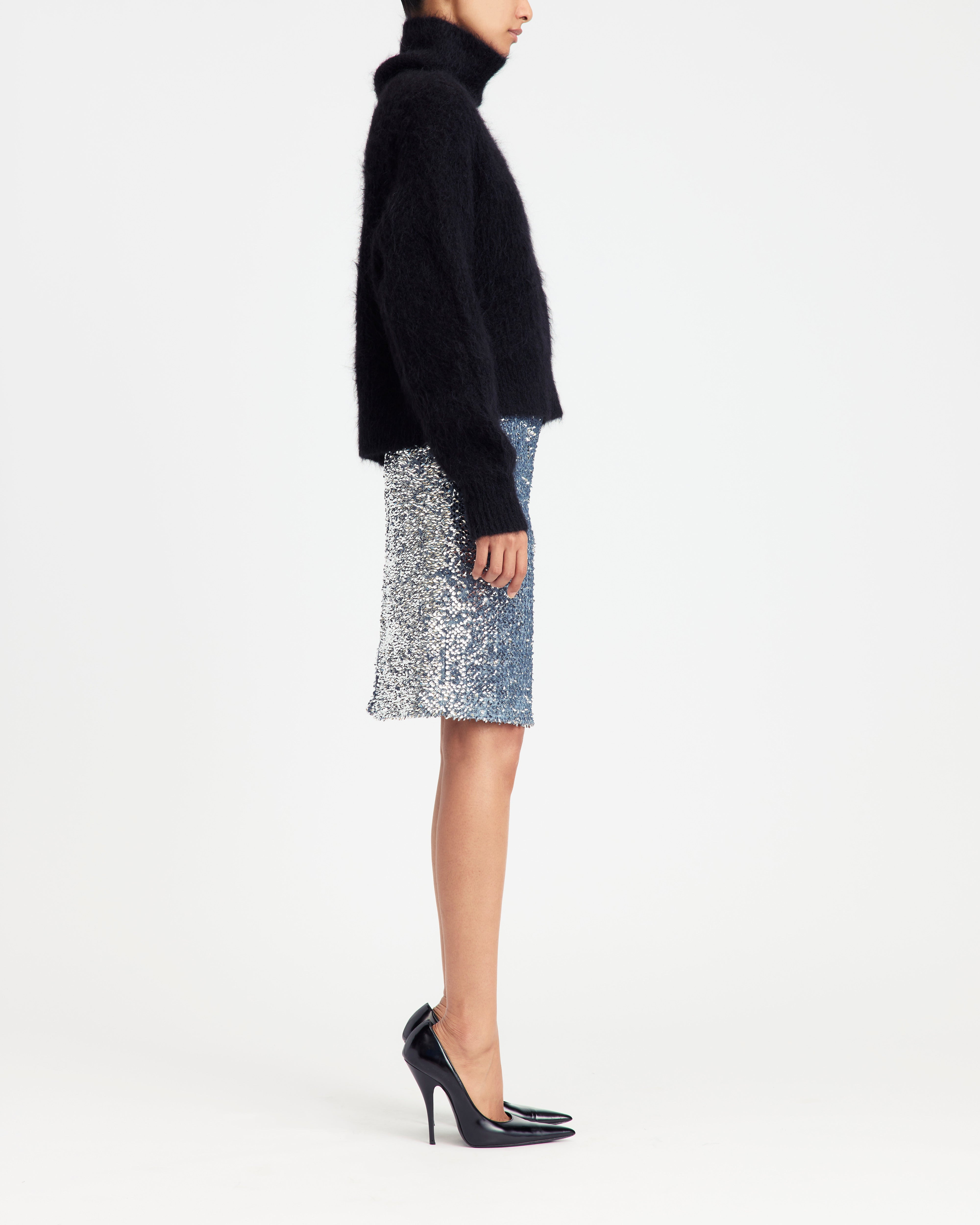 DELTA MIDI SKIRT IN TEXTURED SEQUIN - 3