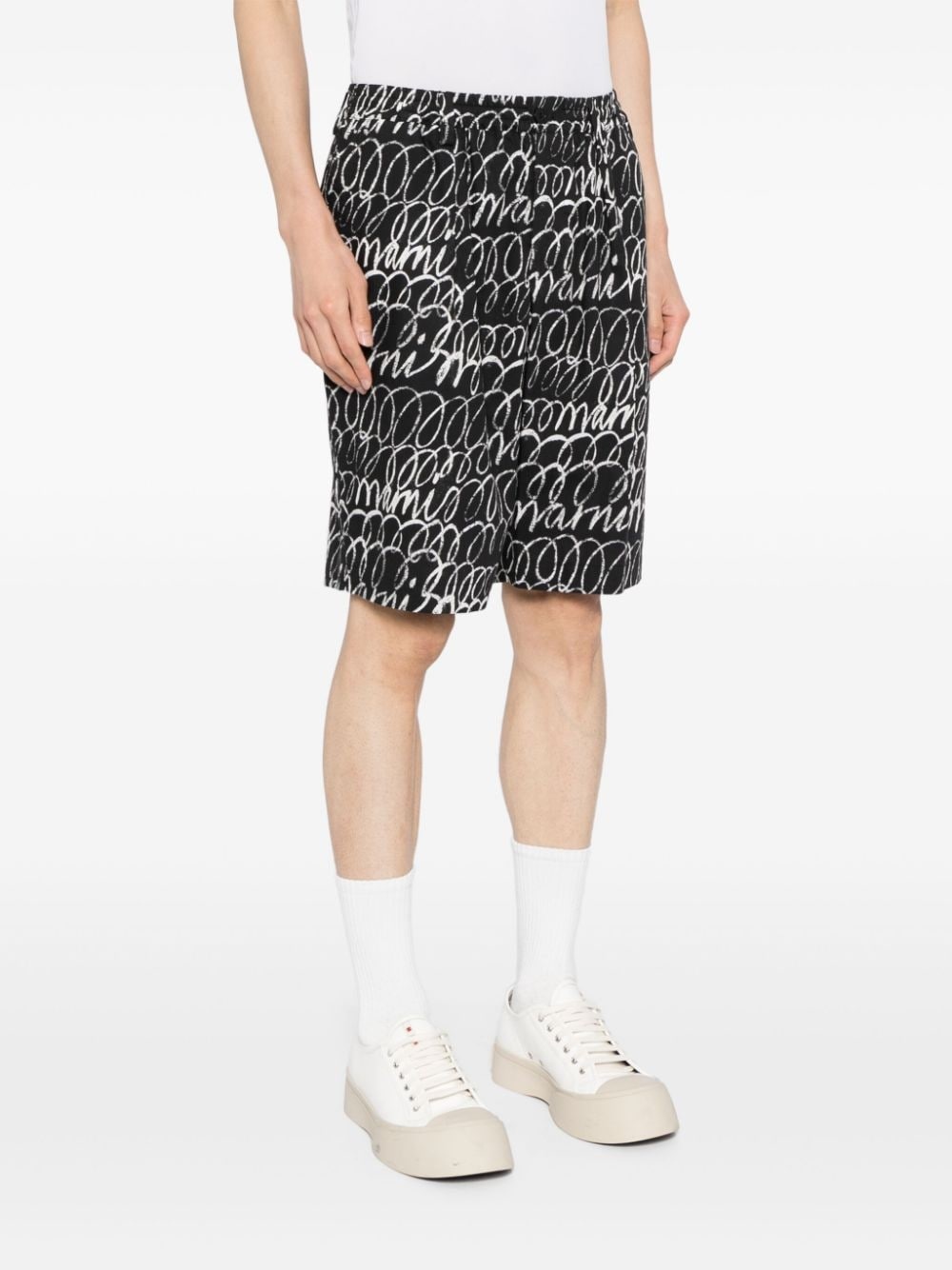 echoes-print cotton shorts - 3