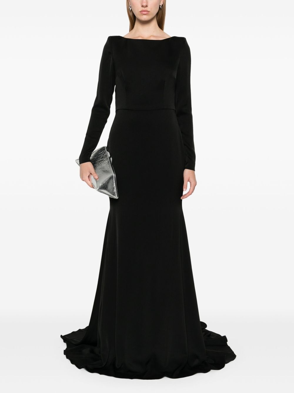open-back satin gown - 2