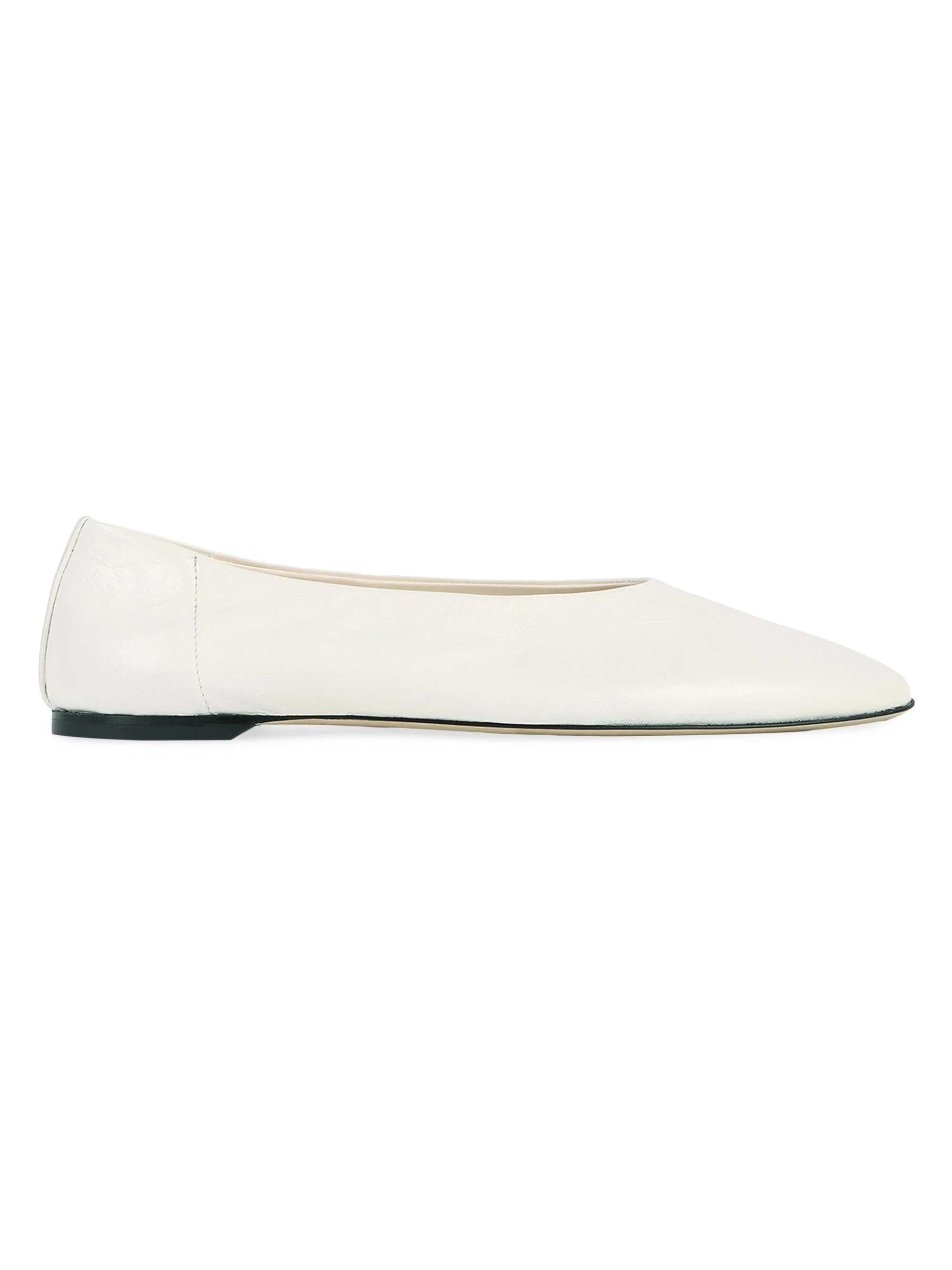 Women's Leather Ballet Flats - Off White - 1