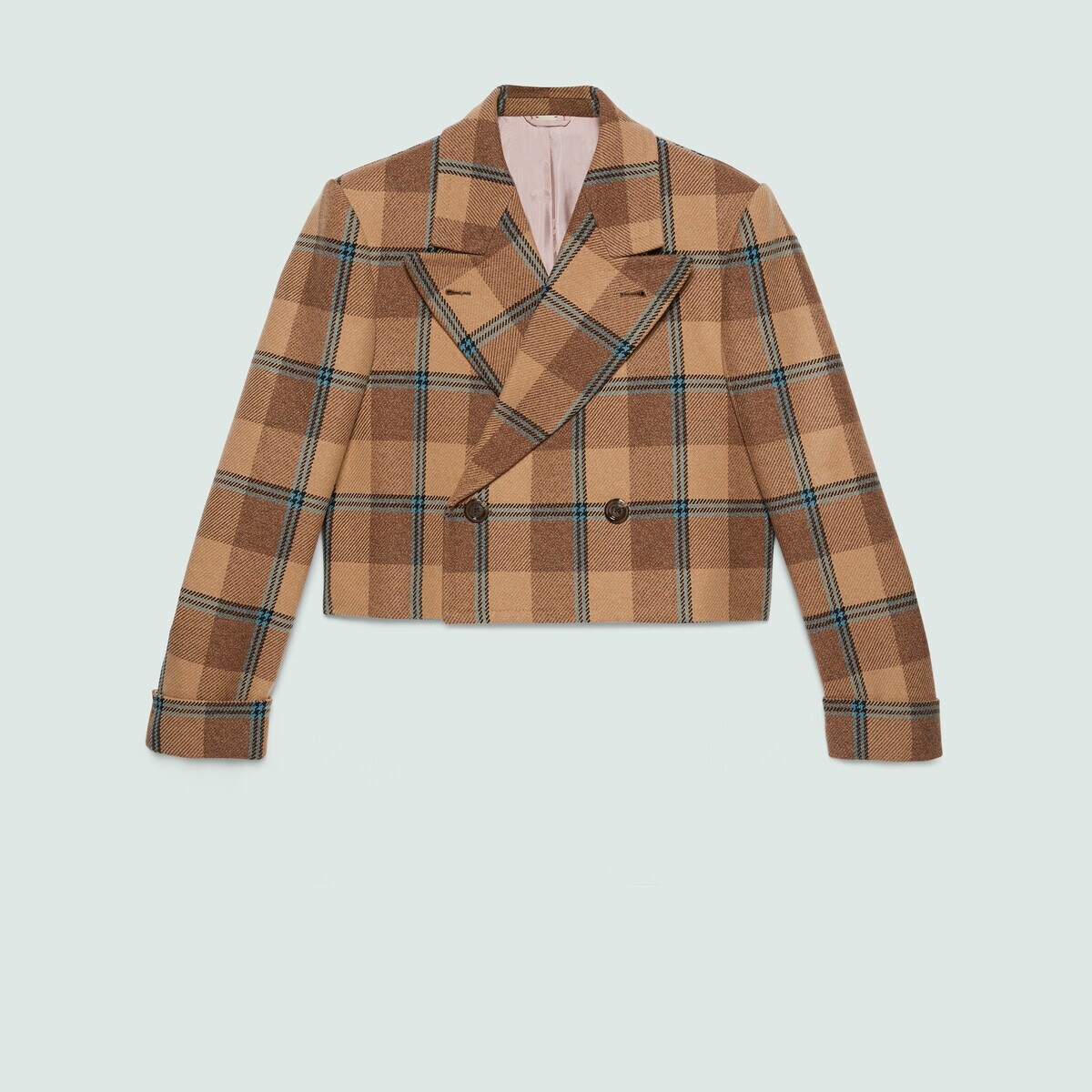 Macro check wool cropped coat - 1