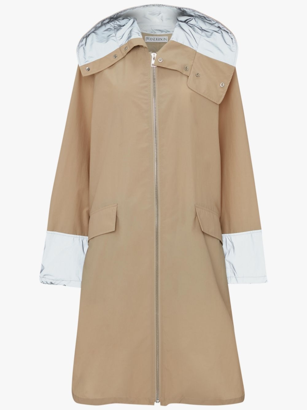 CONTRAST HOOD LONG PARKA COAT - 1