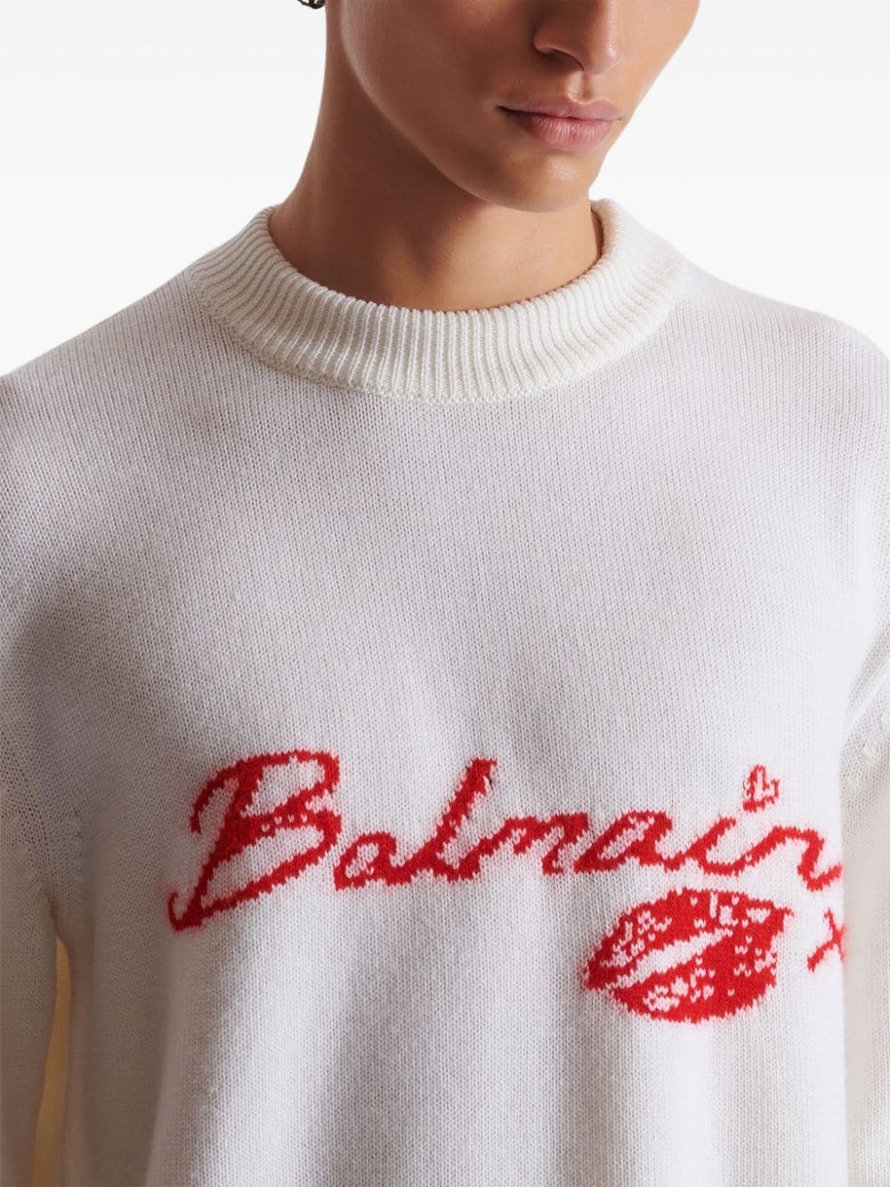 kiss-jacquard wool jumper - 7