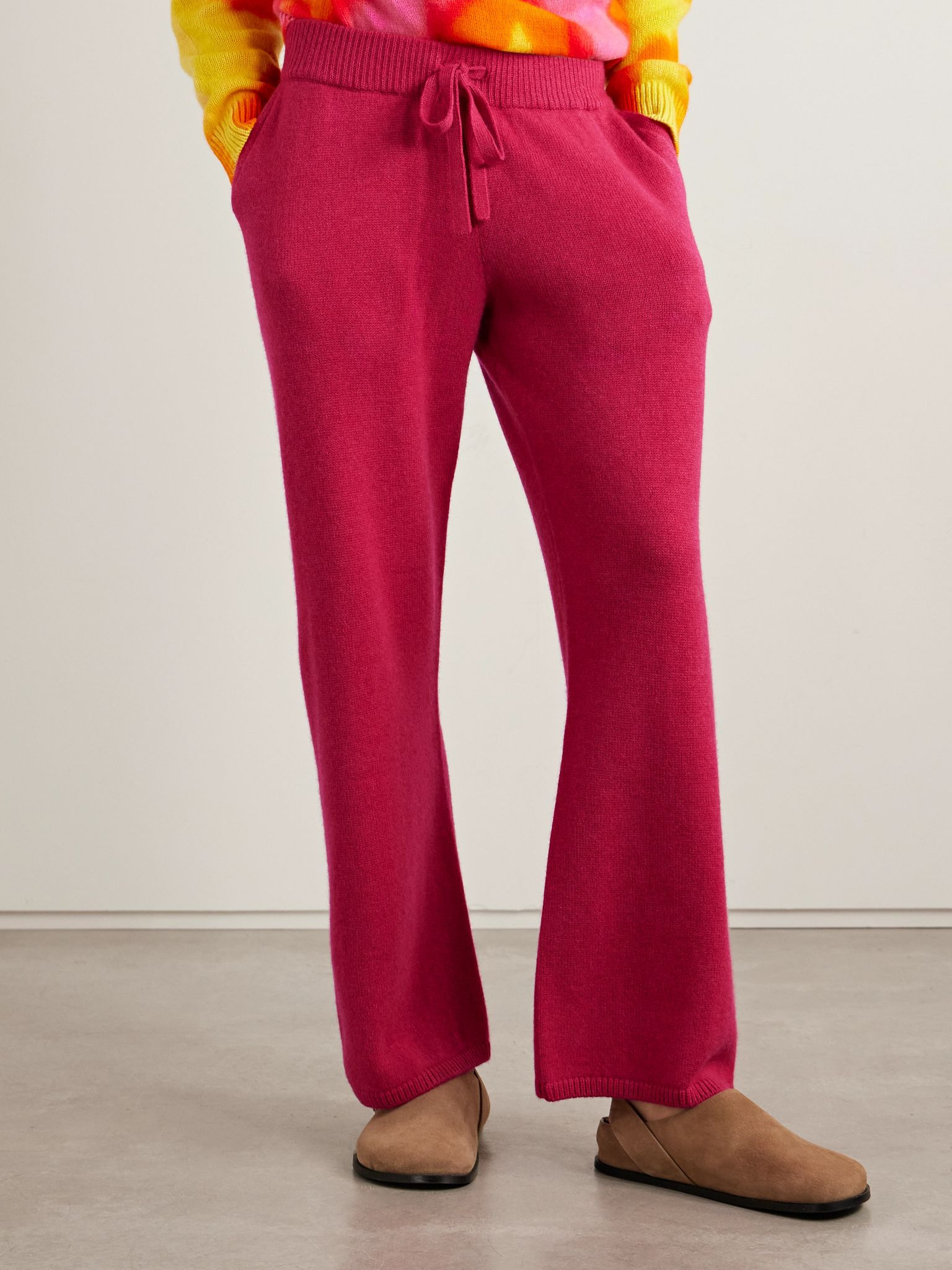 Cashmere wide-leg track pants Fuchsia - 3