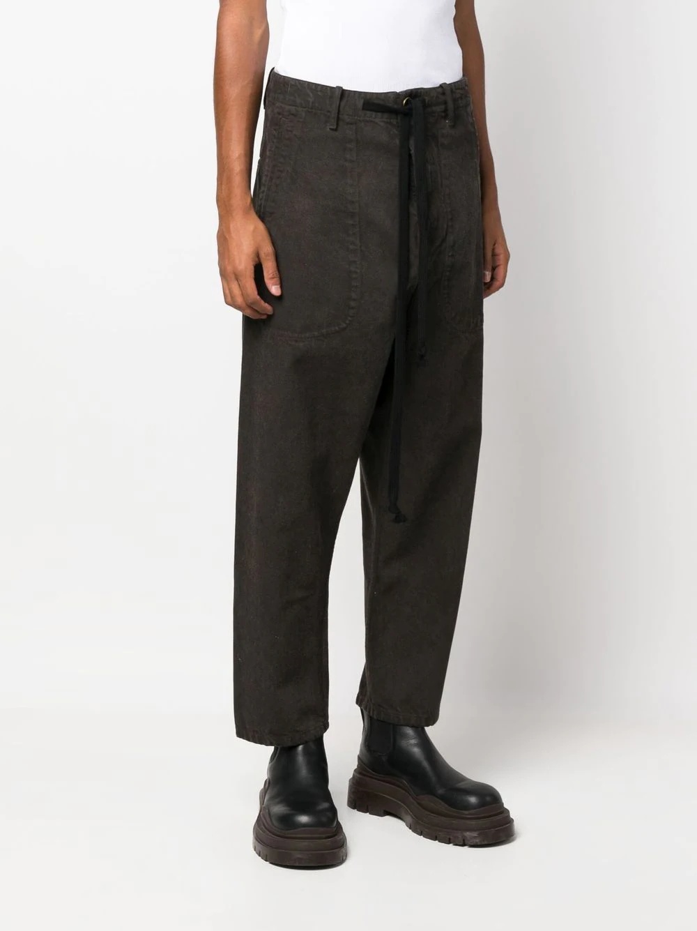 drawstring-fastening waistband trousers - 3