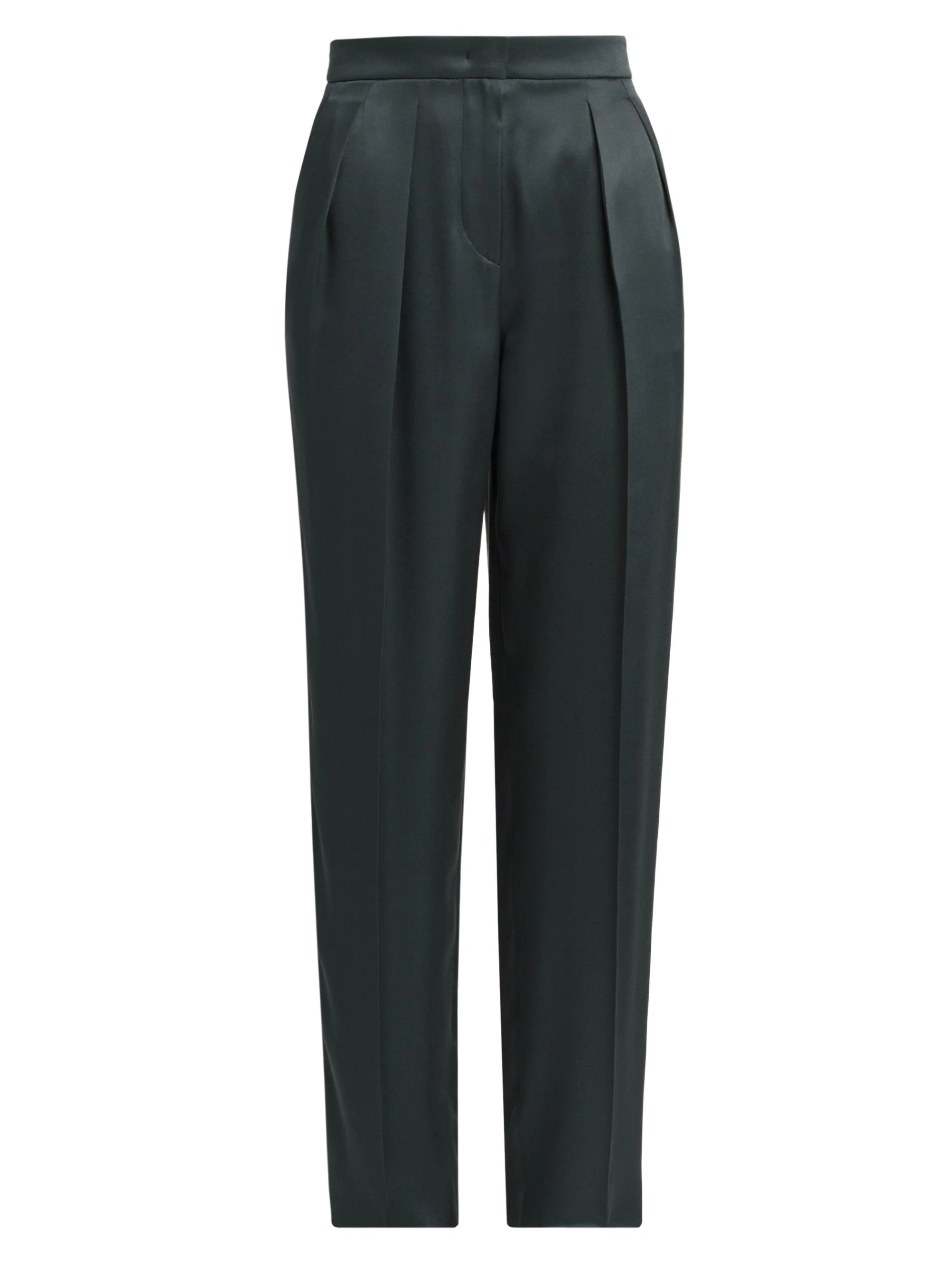 Women's Double Silk Satin Trousers - Forest - 1