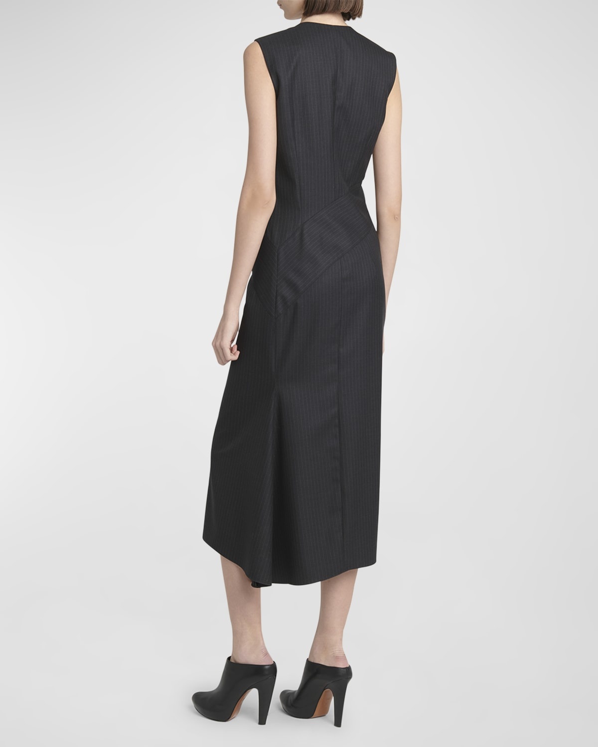 【Alexander McQueen】★pinstripe midi dress Alexander McQueen Pinstripe Midi Dress | Grey | FARFETCH SG