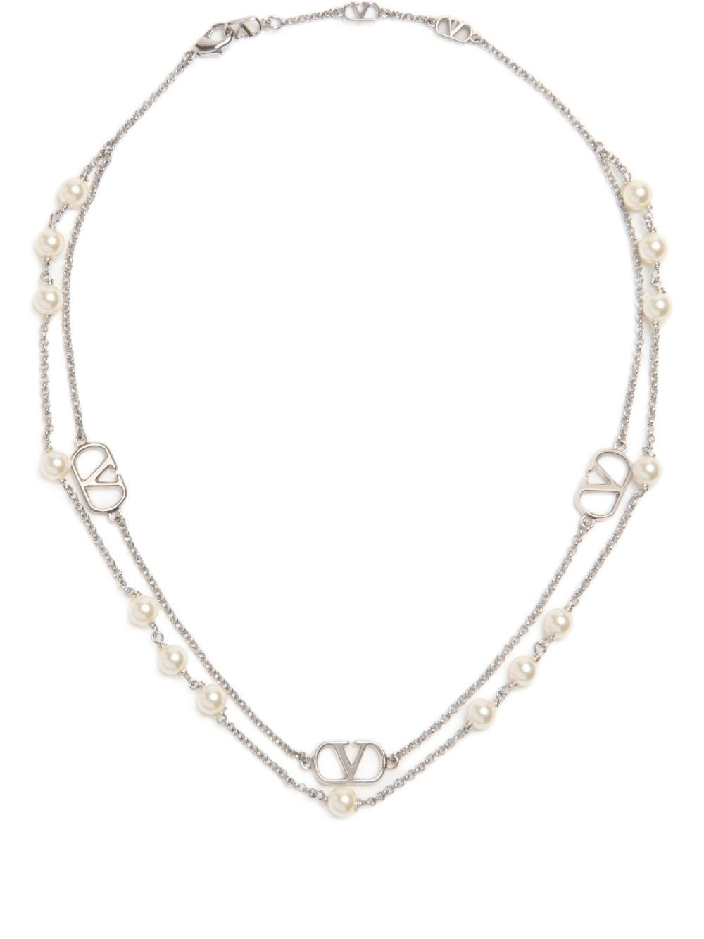 VLogo signature necklace with swarowski pearls - 1