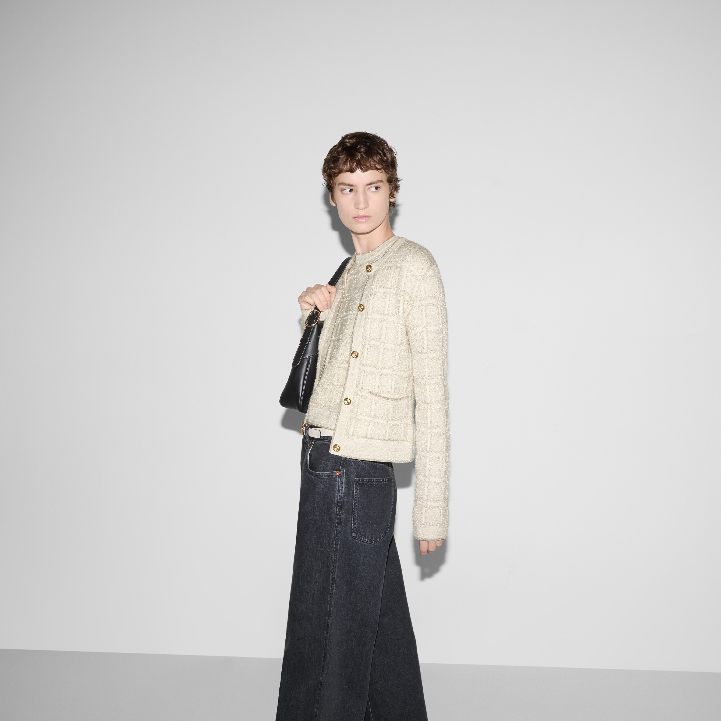 Wool and lamé check jacquard cardigan - 5