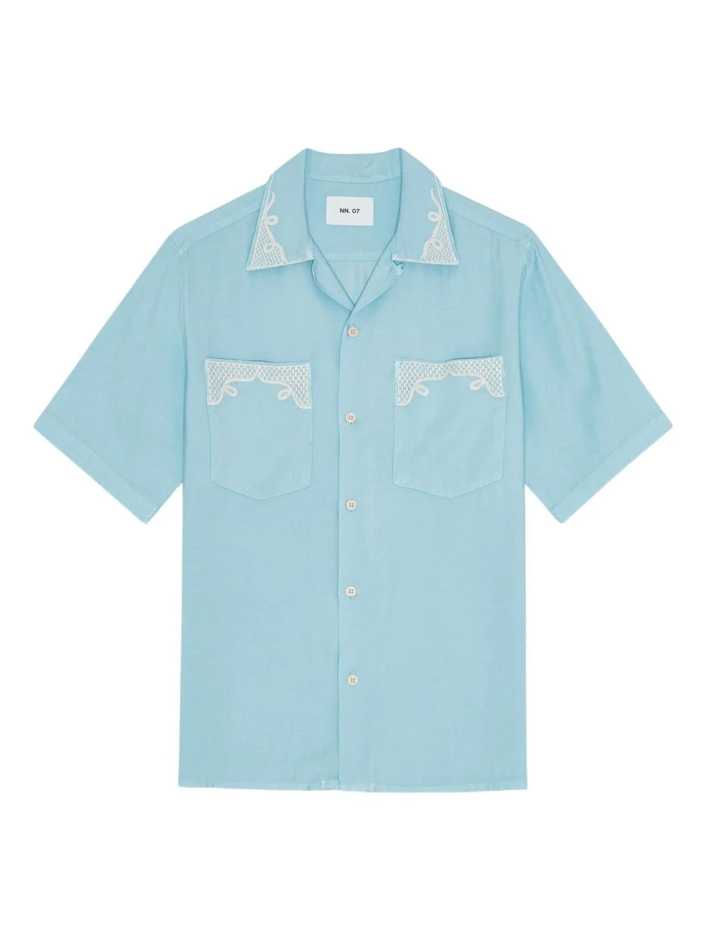 embroidered-pocket short-sleeve shirt - 1