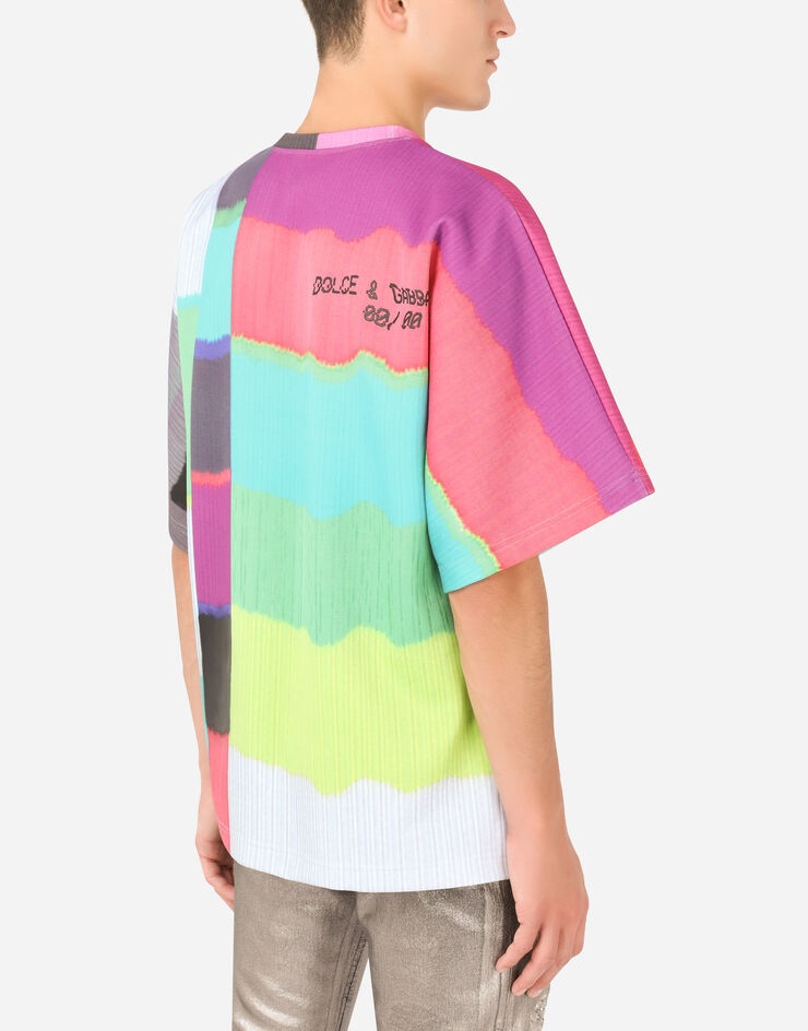 Technical jersey T-shirt with multi-colored glitch print - 5