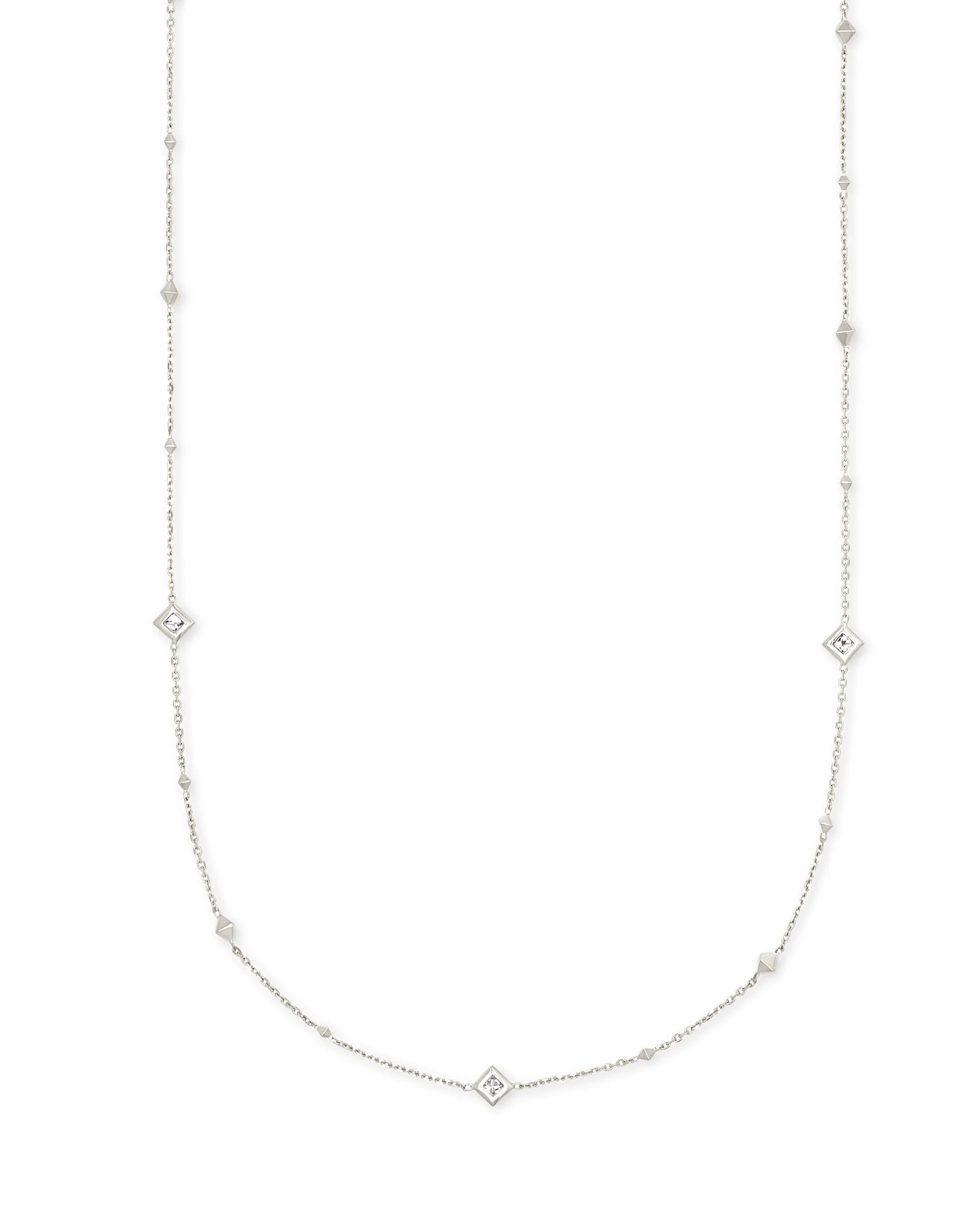 Michelle 14k White Gold Strand Necklace in White Diamond - 1