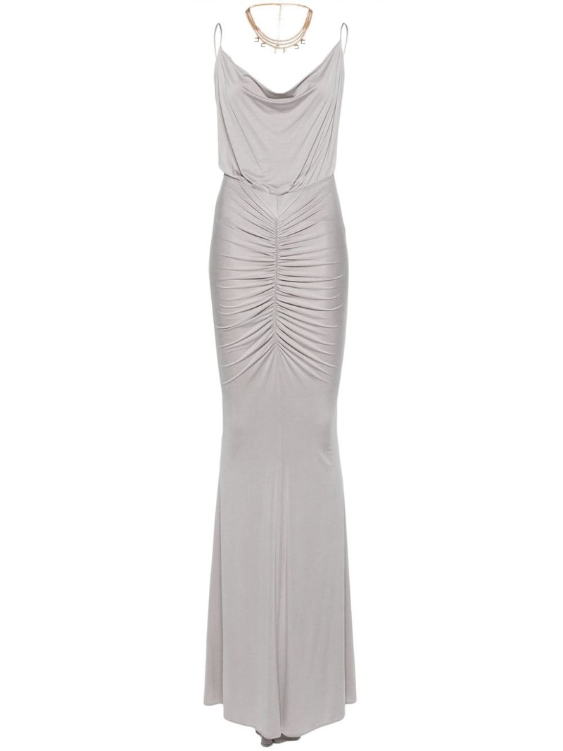 gathered sleeveless gown 1