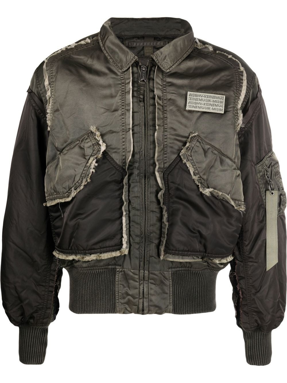 logo-patch panelled bomber jacket - 1