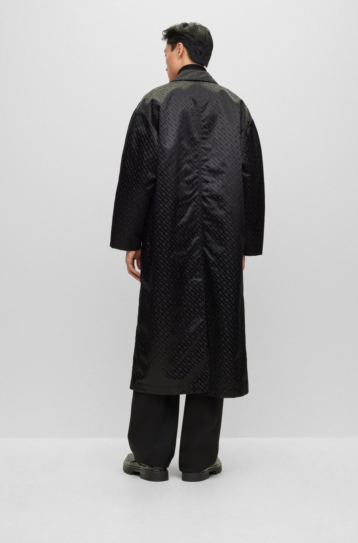 COATED-JACQUARD COAT WITH CONCEALED PLACKET AND COTTON LINING - 5