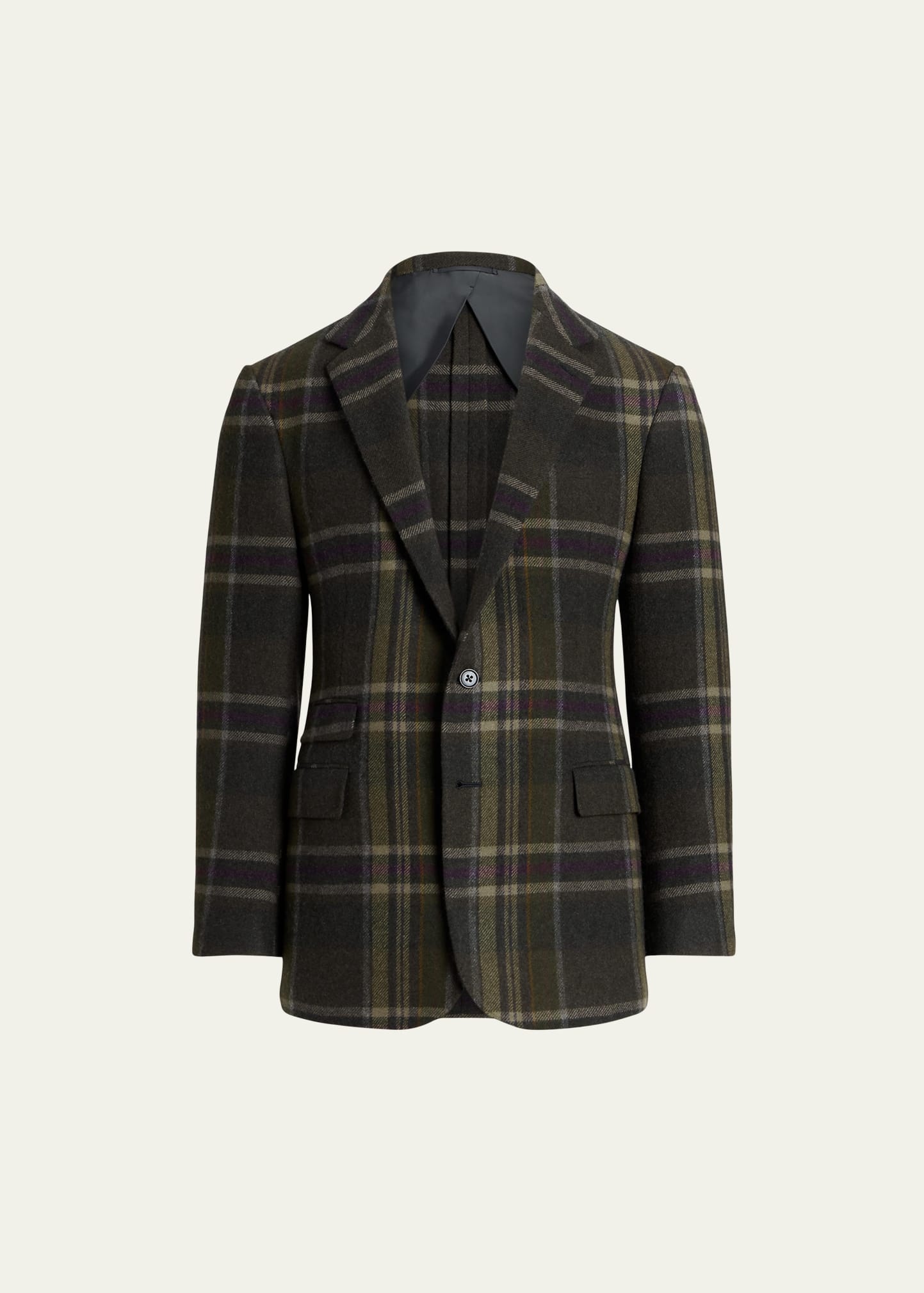 Men's Handmade Plaid Cashmere Jacket - 1