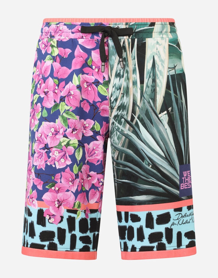 Jersey jogging shorts with jungle mix print - 1