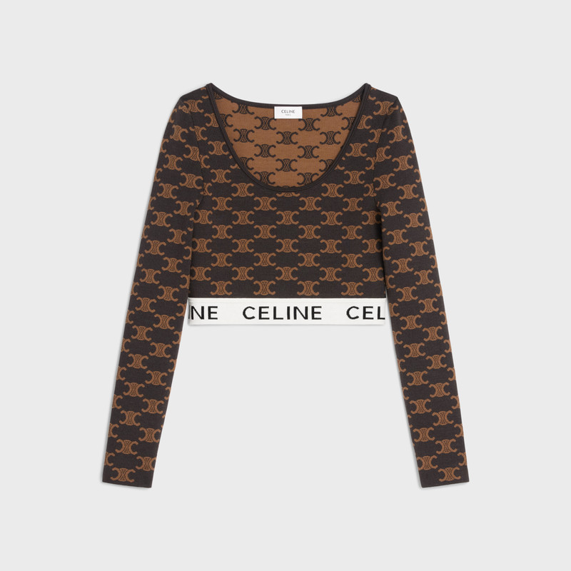 Celine monogrammed crop top in silk cotton 1