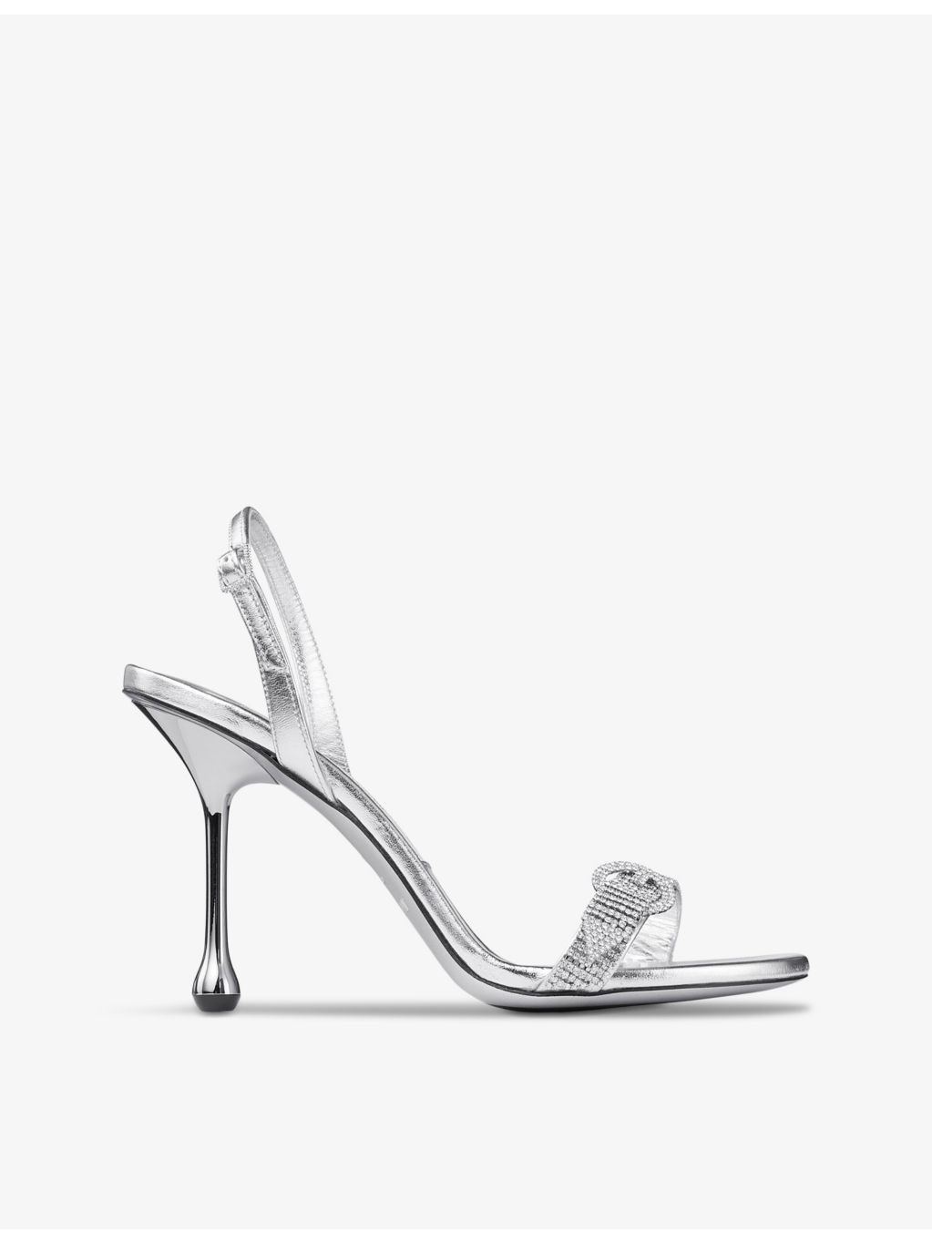 Tabatha 95 crystal-embellished metallic-leather heeled sandals - 1
