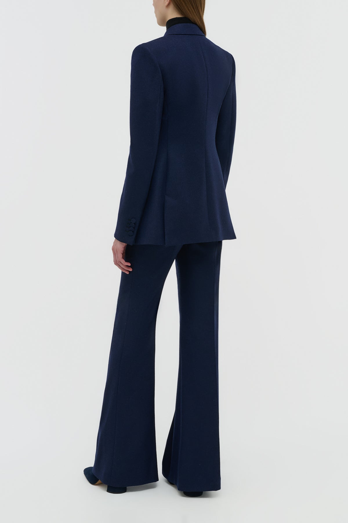 Rhein Flare Pant in Navy Wool Cashmere Flannel - 4