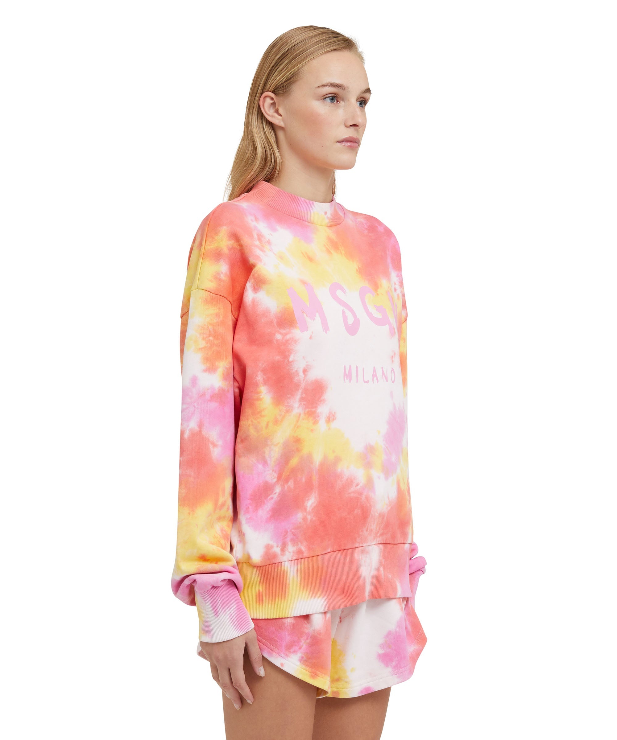 Tie-dye crewneck sweatshirt with brushstroke logo - 4