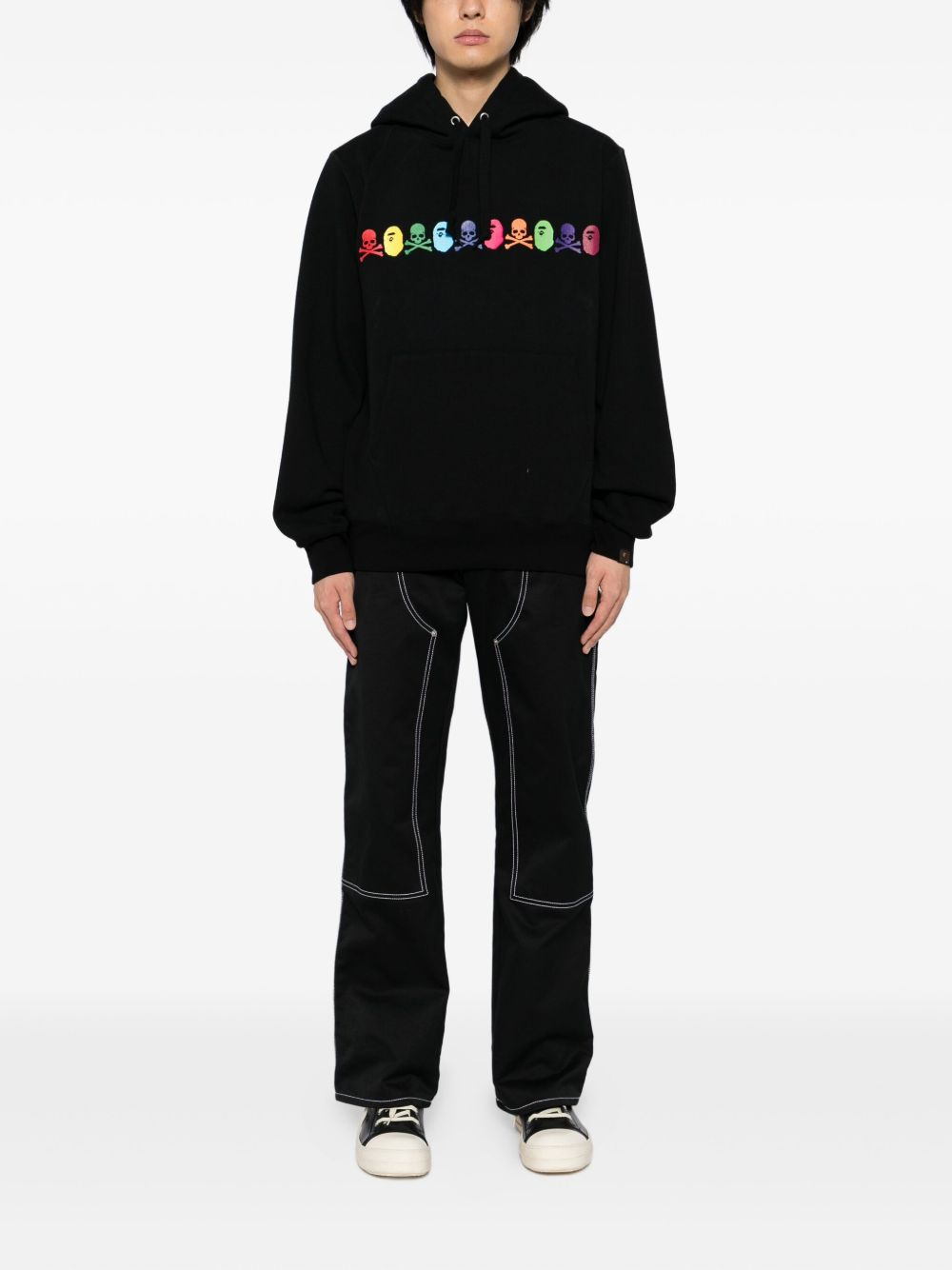 x Bape logo printed hoodie - 2