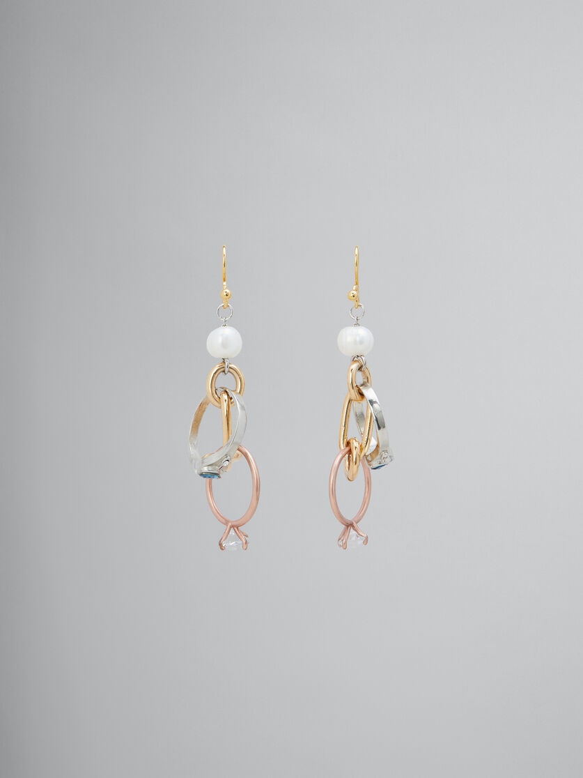 DROP EARRINGS WITH CHAINS AND RINGS - 1