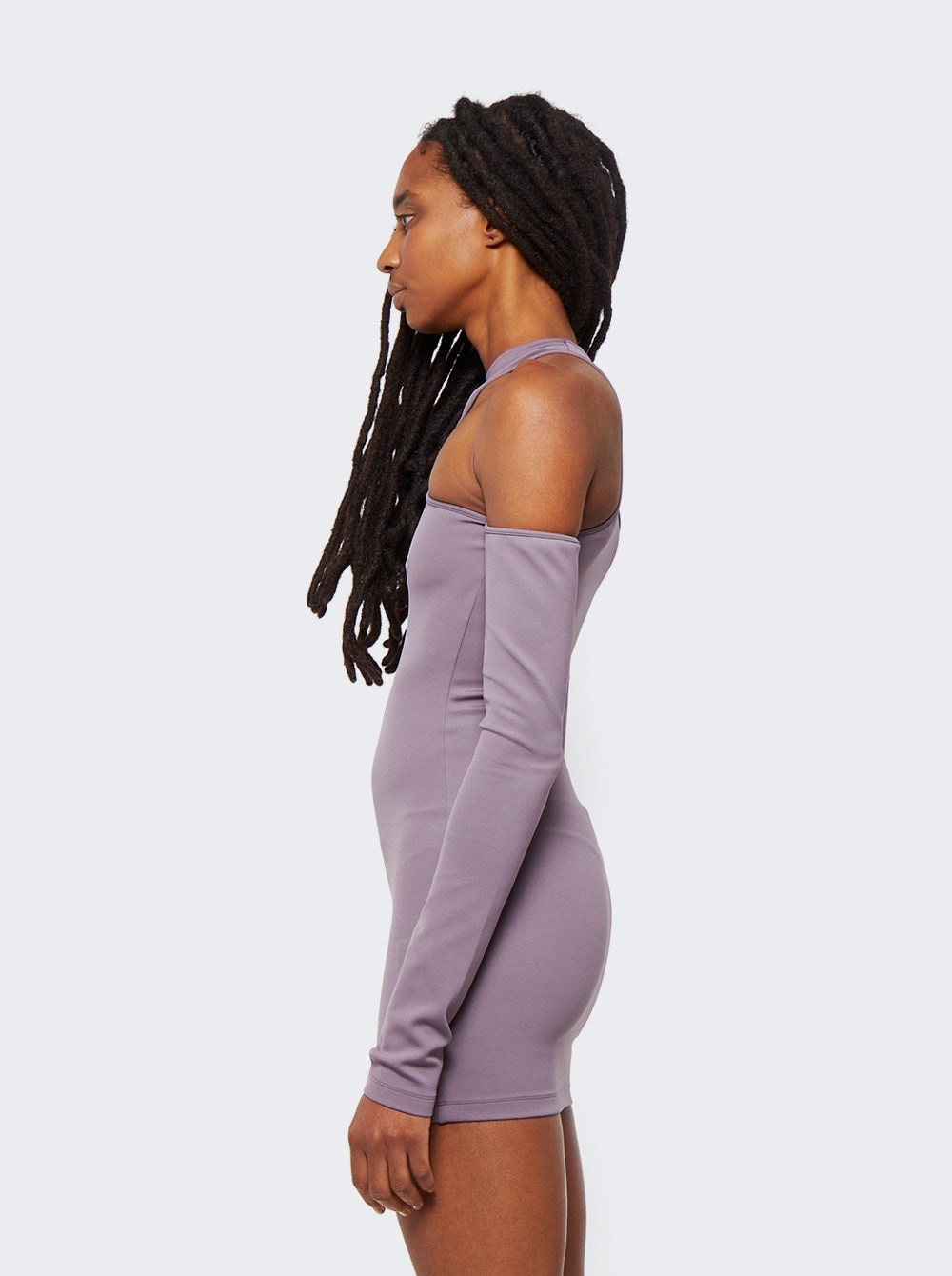 Sleek Asymmetric Mini Dress Purple - 4