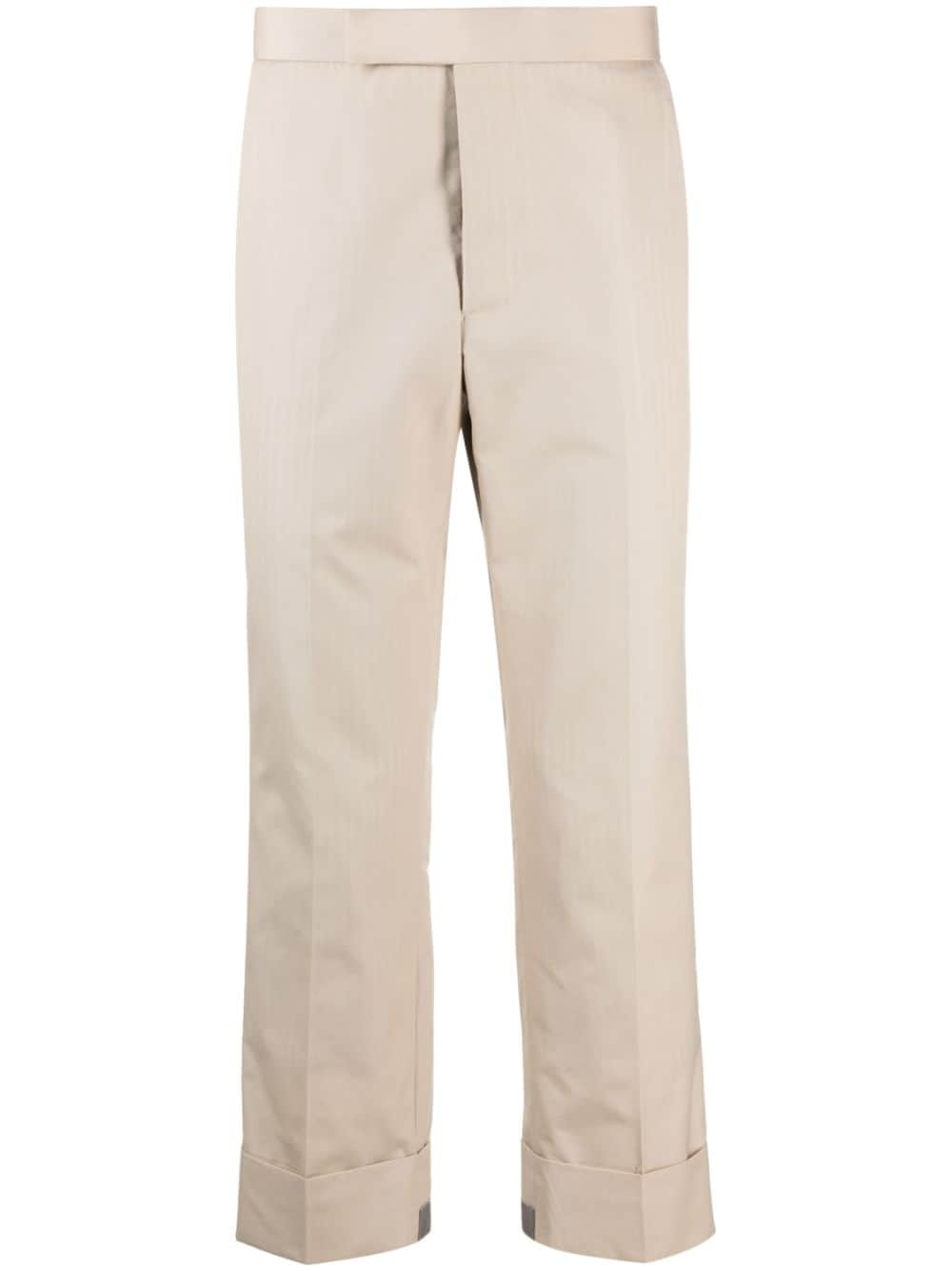 tailored cropped twill trousers - 1