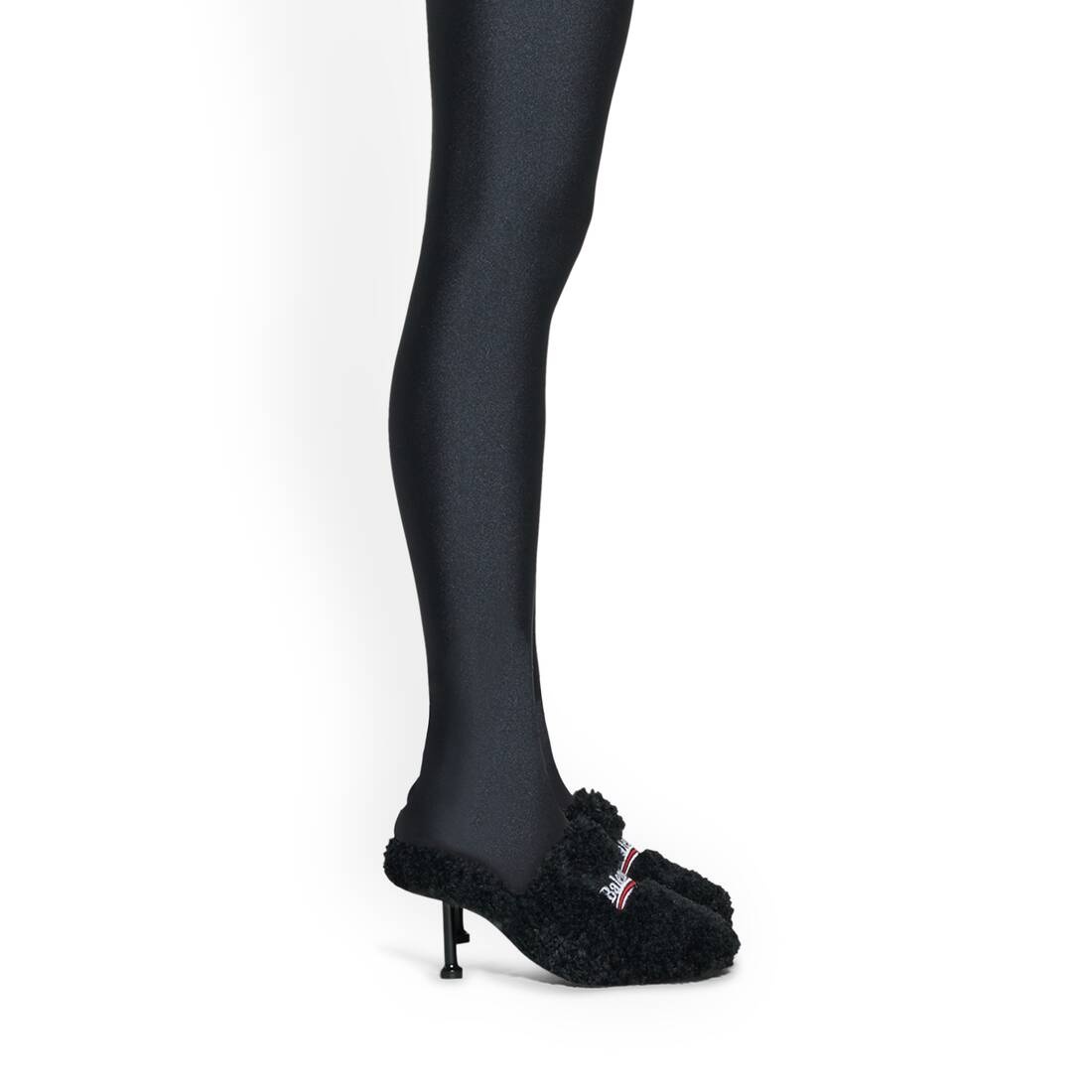 Women's Furry Closed 80mm Mule in Black - 10