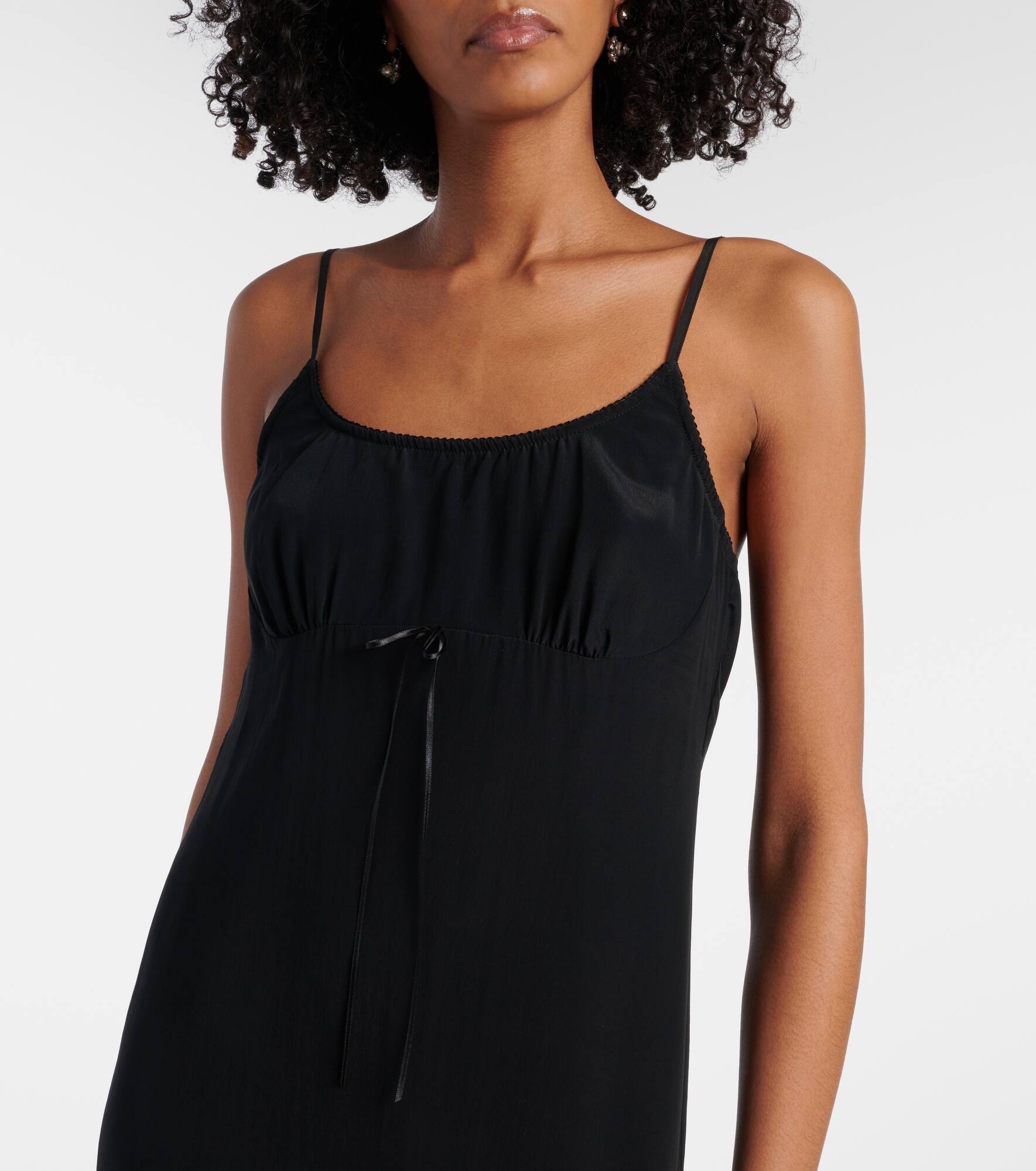 Bow-detail crêpe de chine slip dress - 4