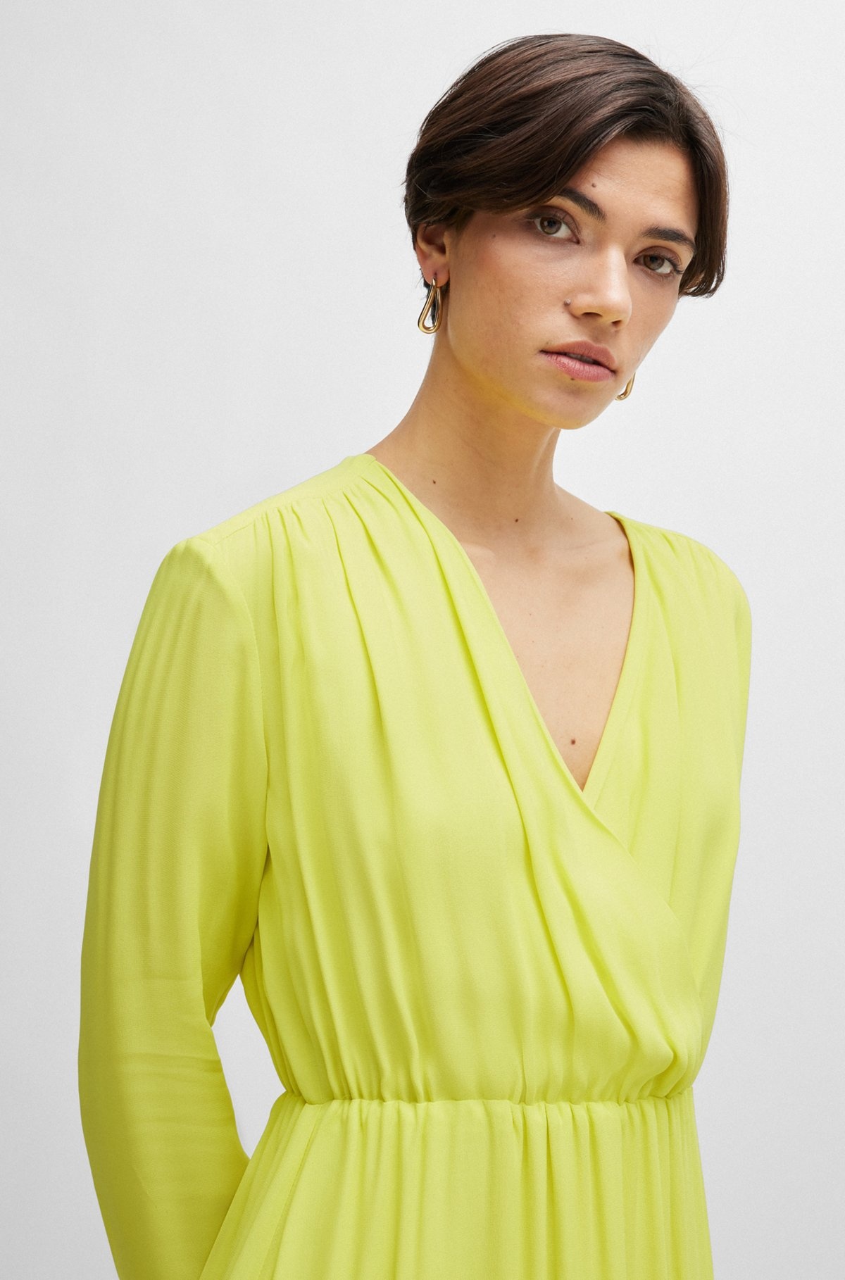REGULAR-FIT DRESS WITH WRAP FRONT AND BUTTON CUFFS - 5