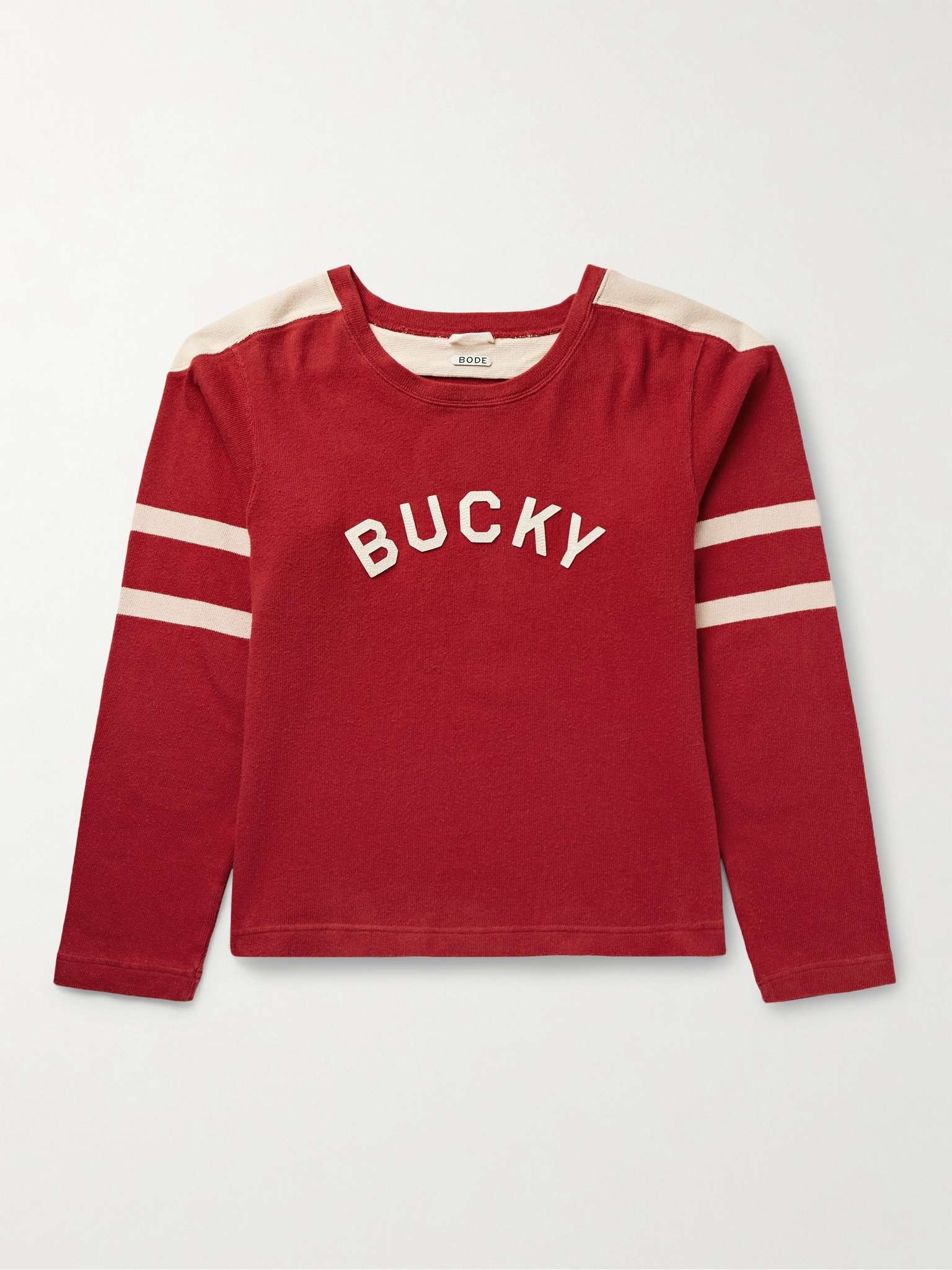 Appliquéd Striped Cotton-Jersey Sweatshirt - 1