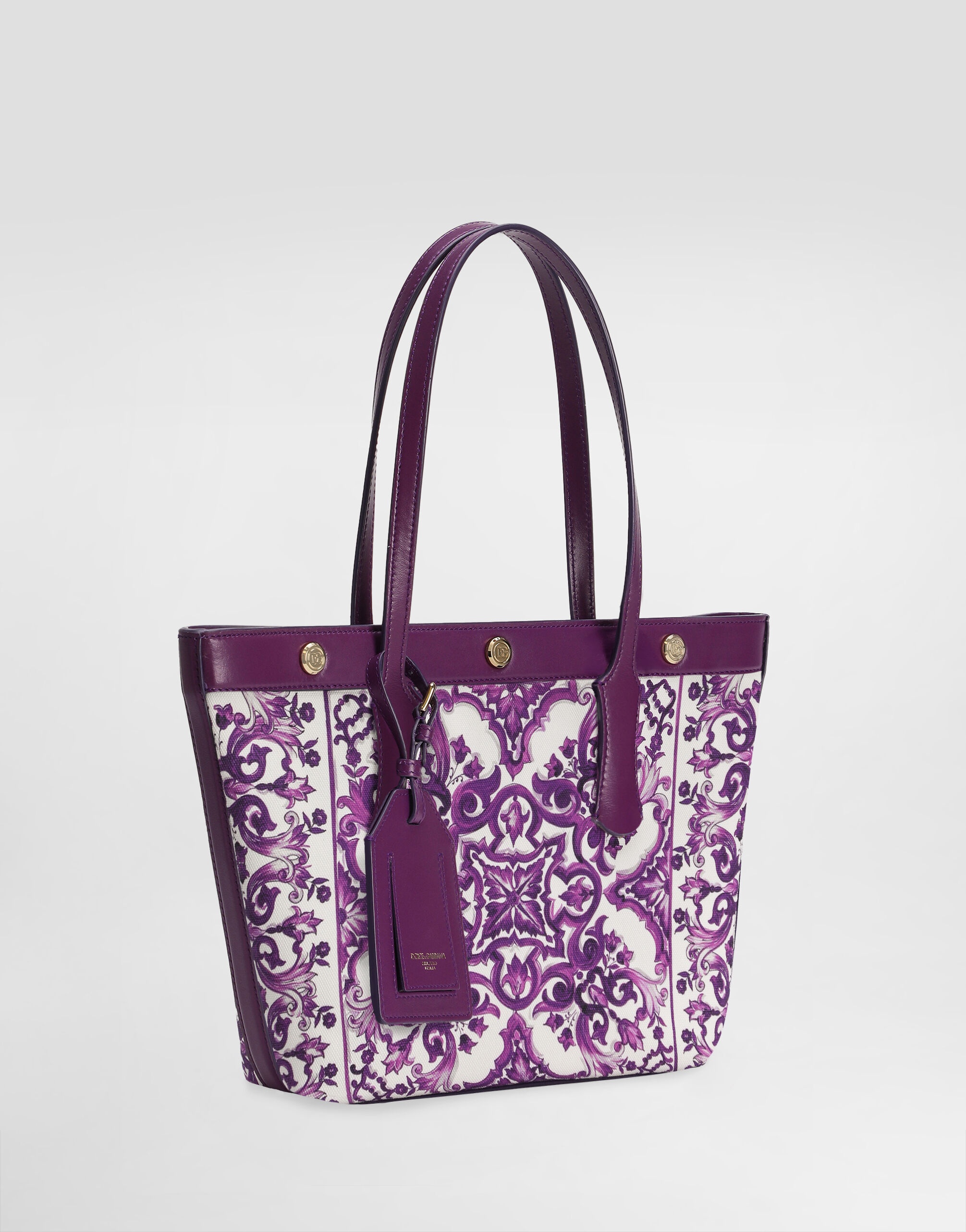 Majolica-print atene shopping bag in canvas - 3