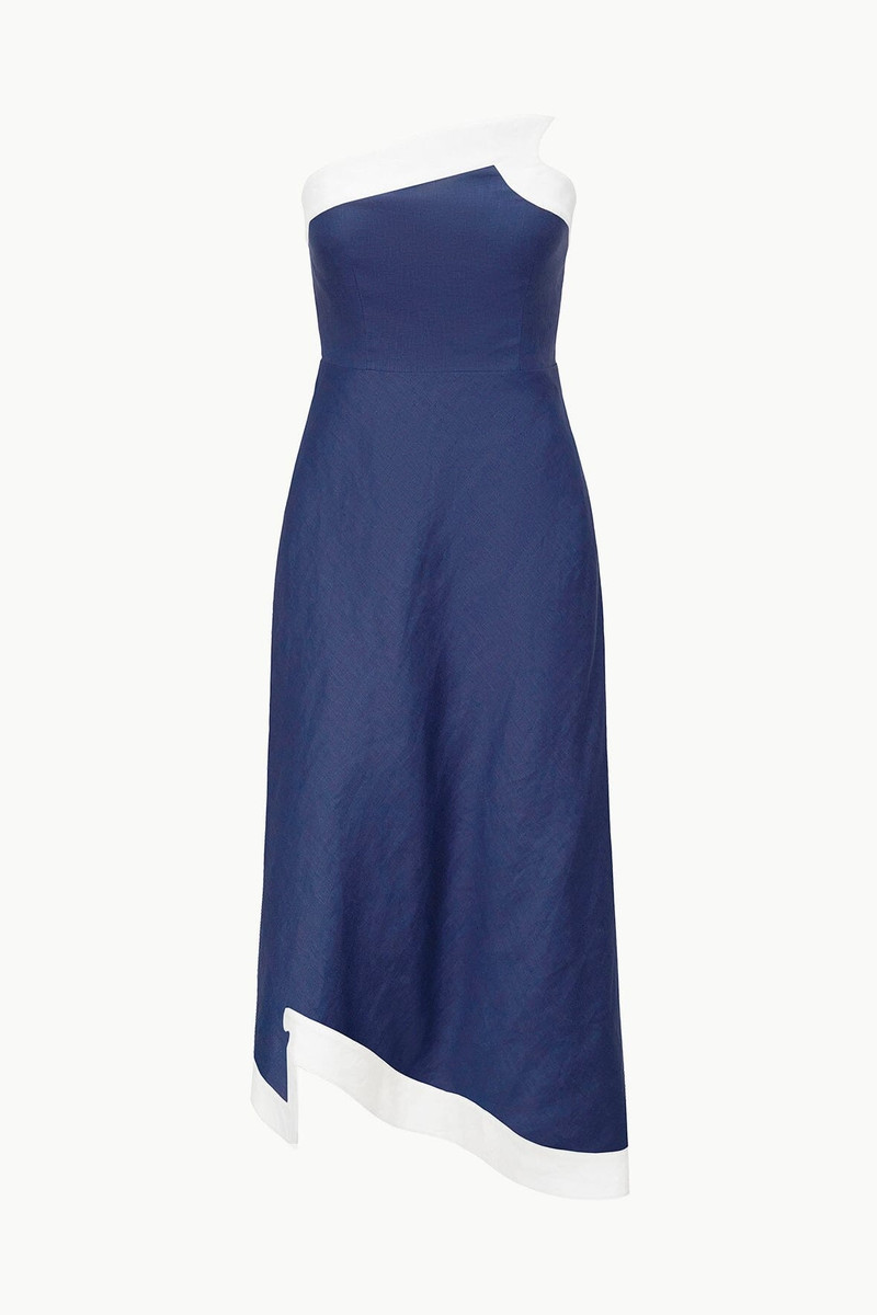 STAUD SIRANI DRESS NAVY WHITE 1