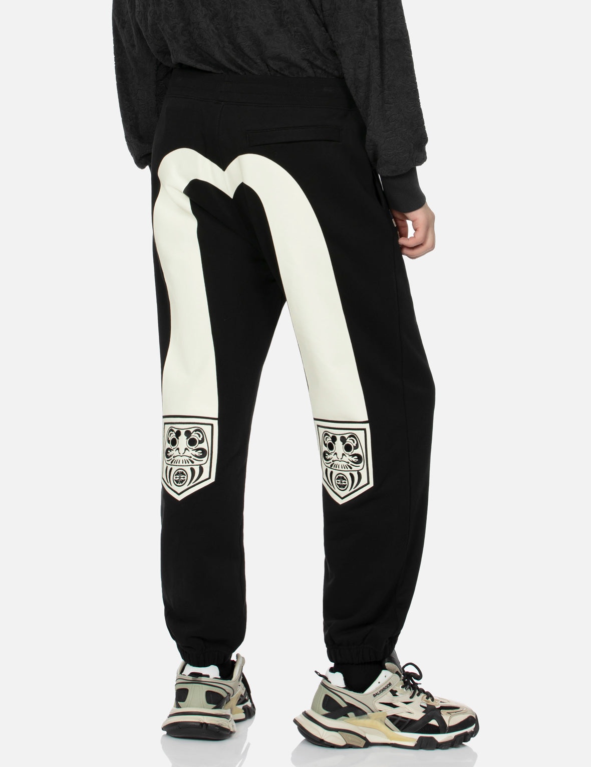 POCKET-SHAPED DARUMA AND SEAGULL PRINT STRAIGHT FIT SWEATPANTS - 7