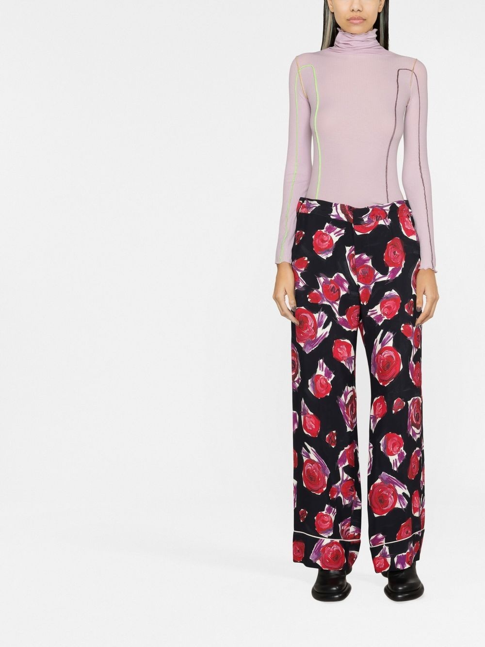 floral-print wide-leg trousers - 2