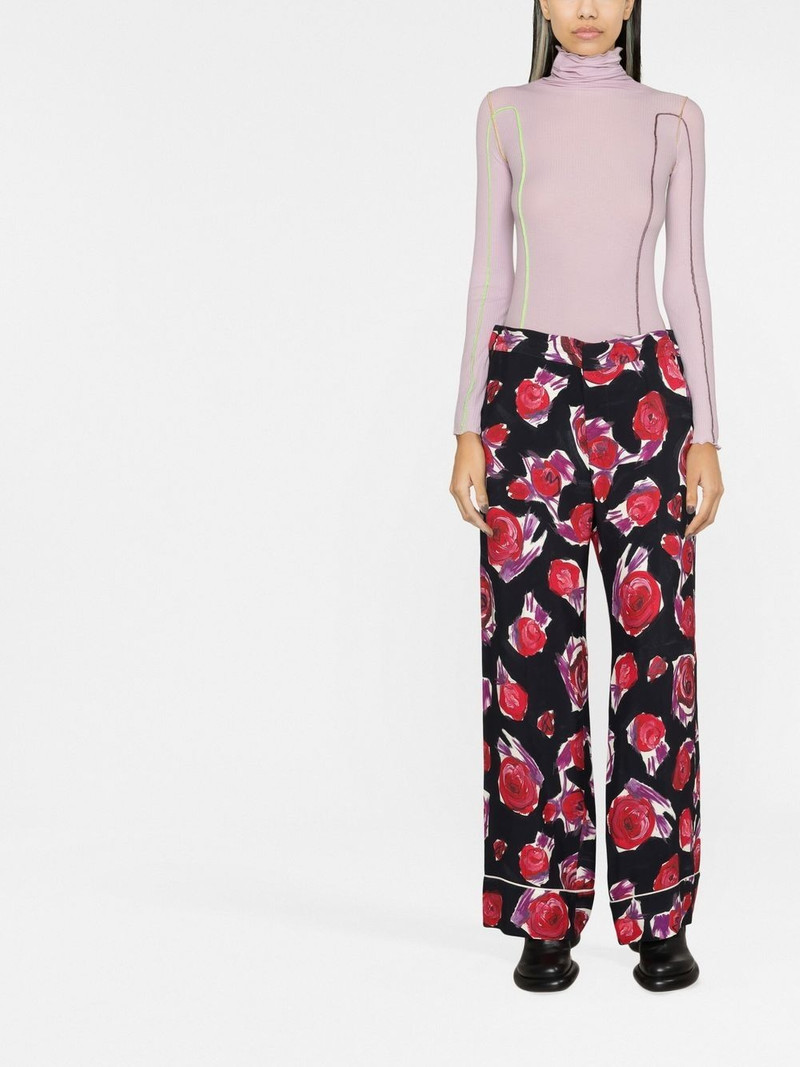 Marni floral-print wide-leg trousers outlook