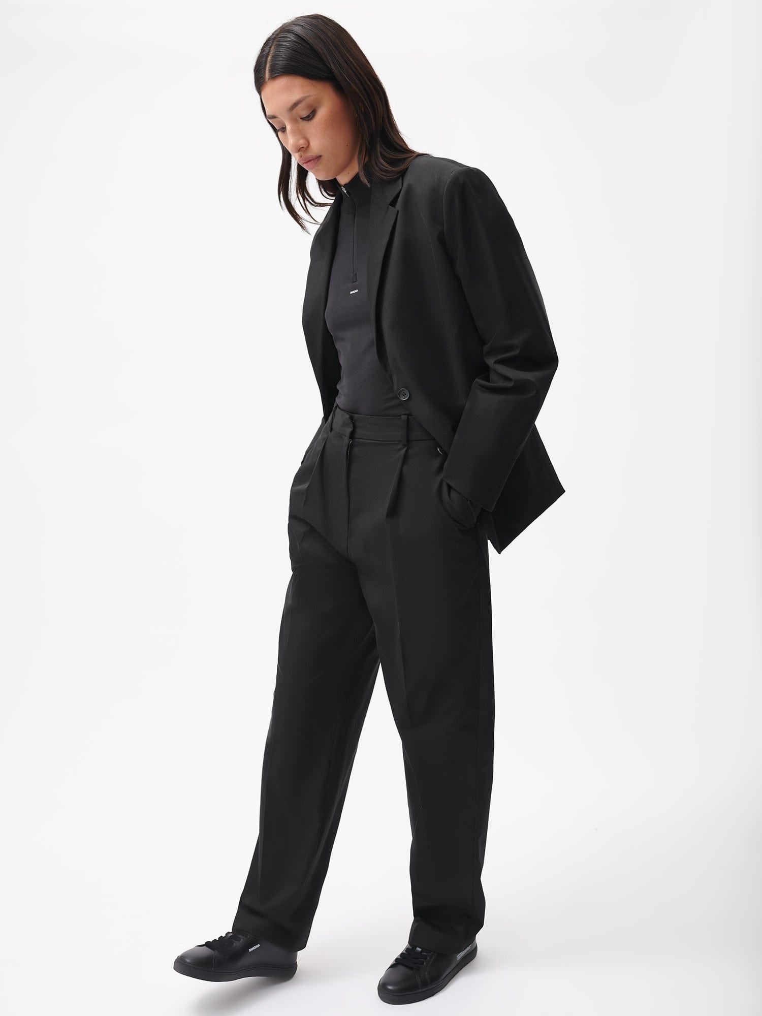 Women's Organic Cotton Oversized Tailored Blazer - Black - 5