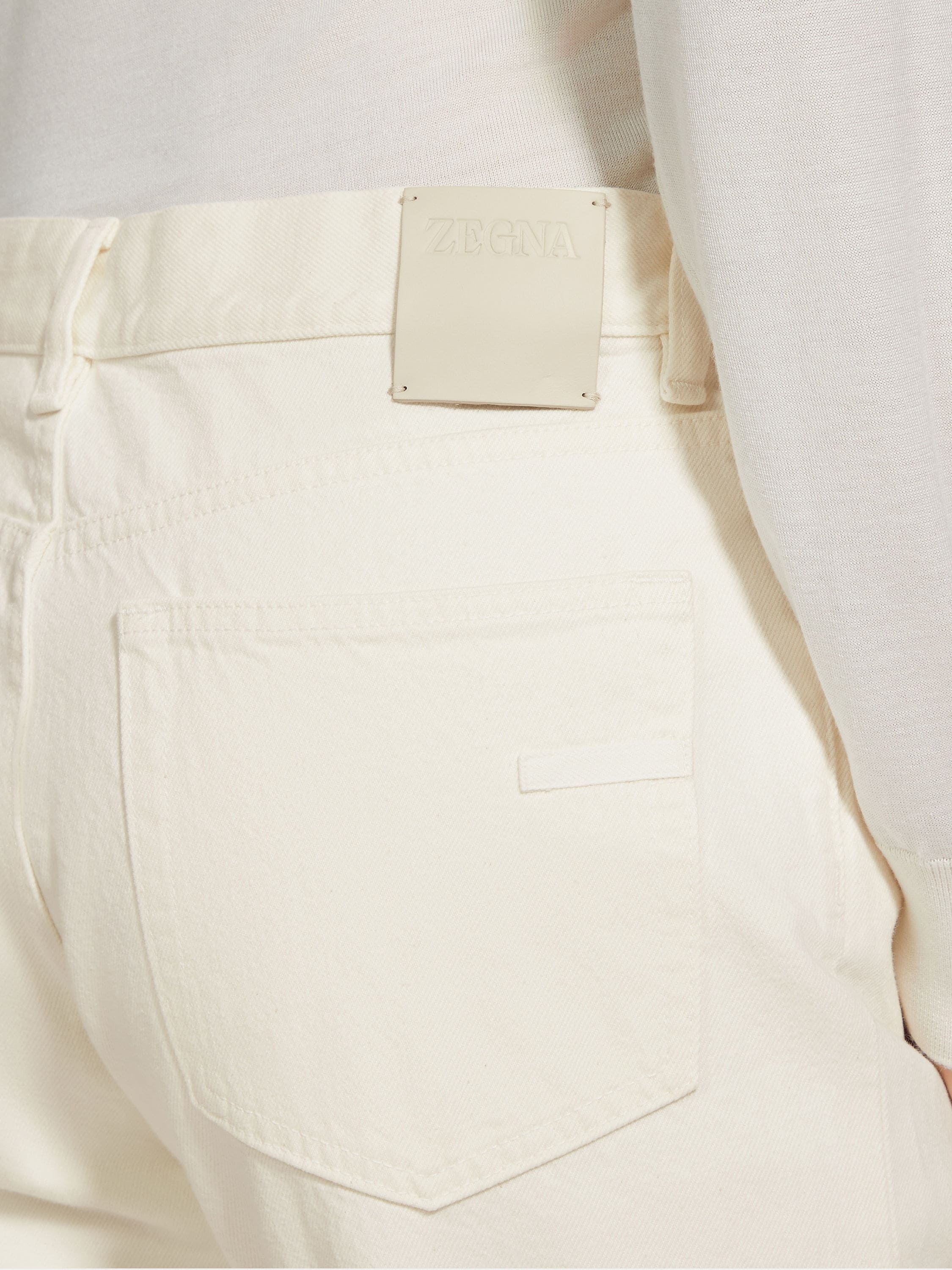 WHITE COTTON ROCCIA JEANS - 2
