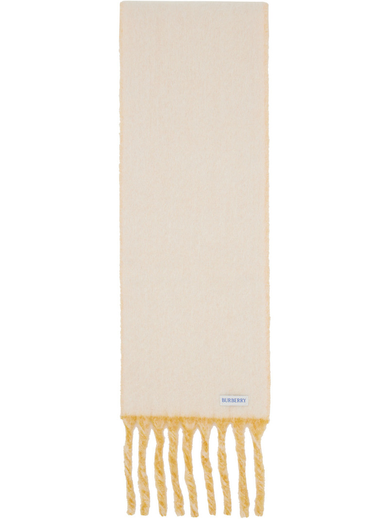 Burberry Yellow & White Logo Alpaca Wool Blend Scarf outlook