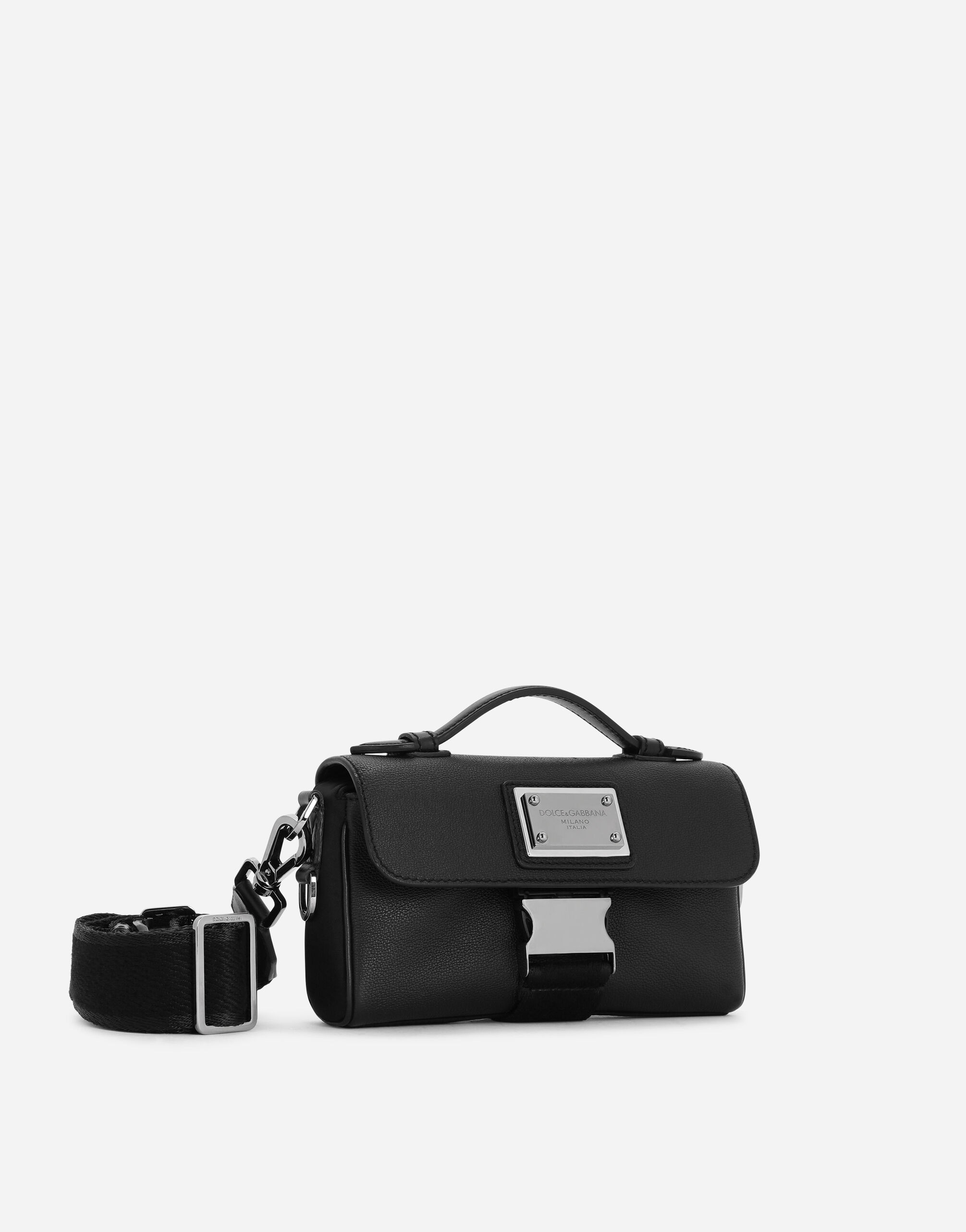 Grainy calfskin and nylon crossbody bag - 2