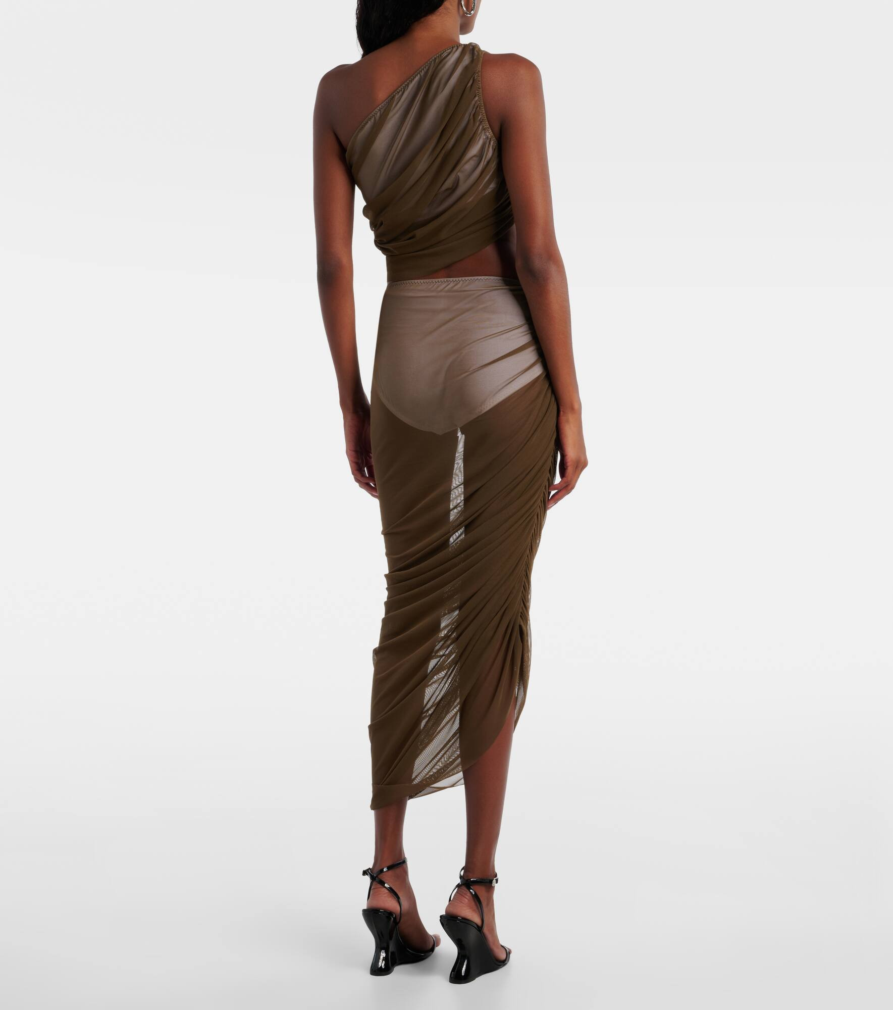 Diana ruched asymmetric crop top - 3