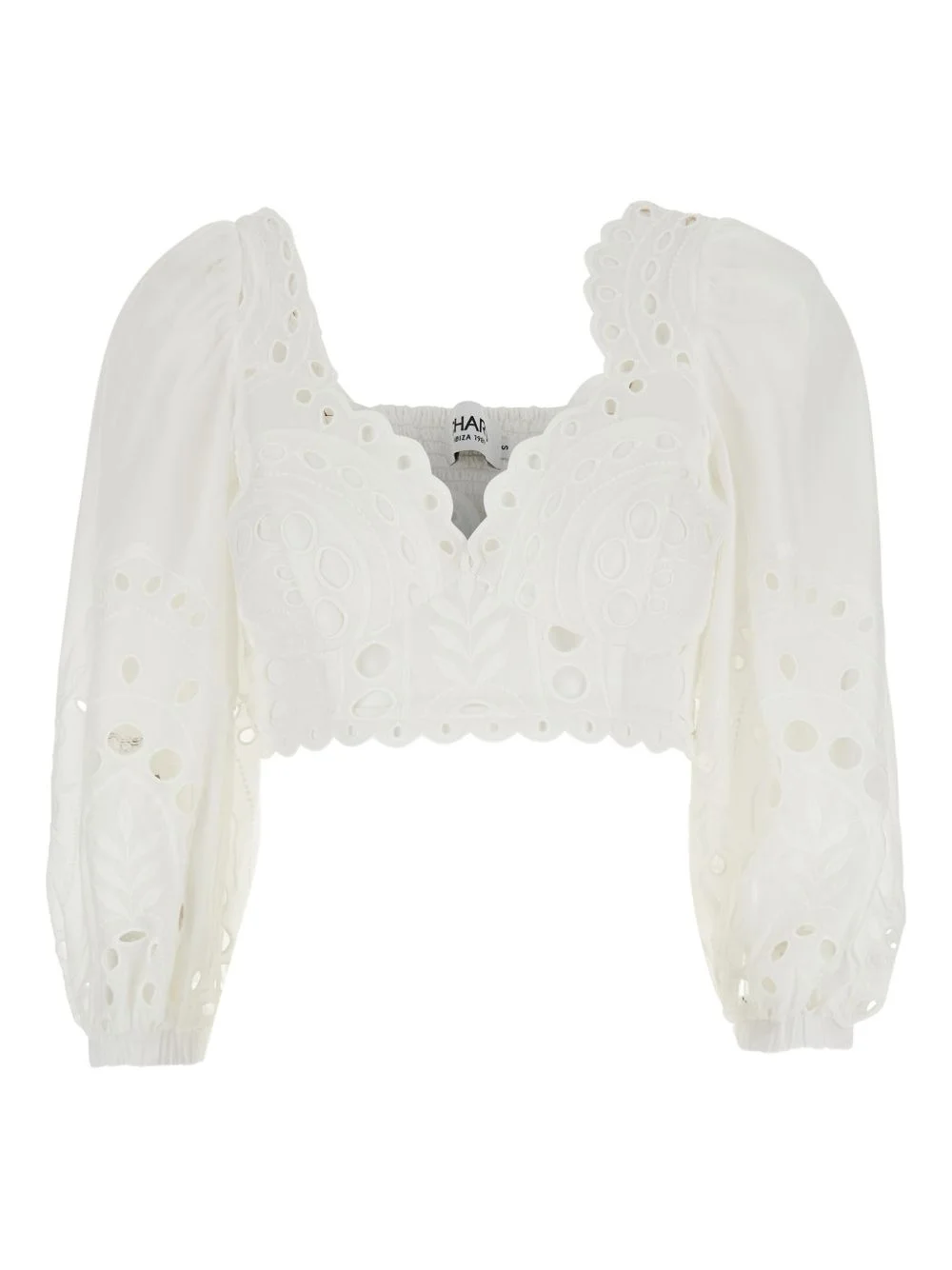 eyelet detail crop blouse - 1
