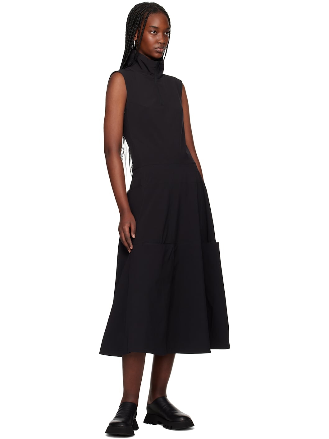 Black Half-Zip Midi Dress - 4