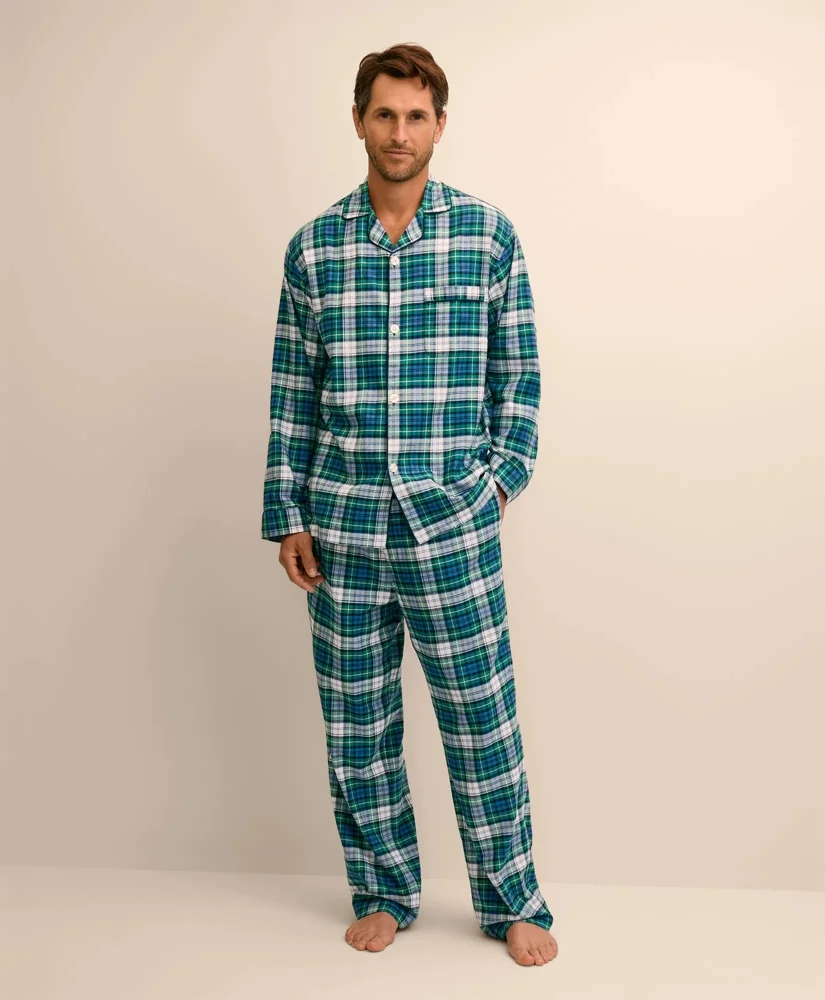 Cotton Flannel Plaid Pajama Set - 1