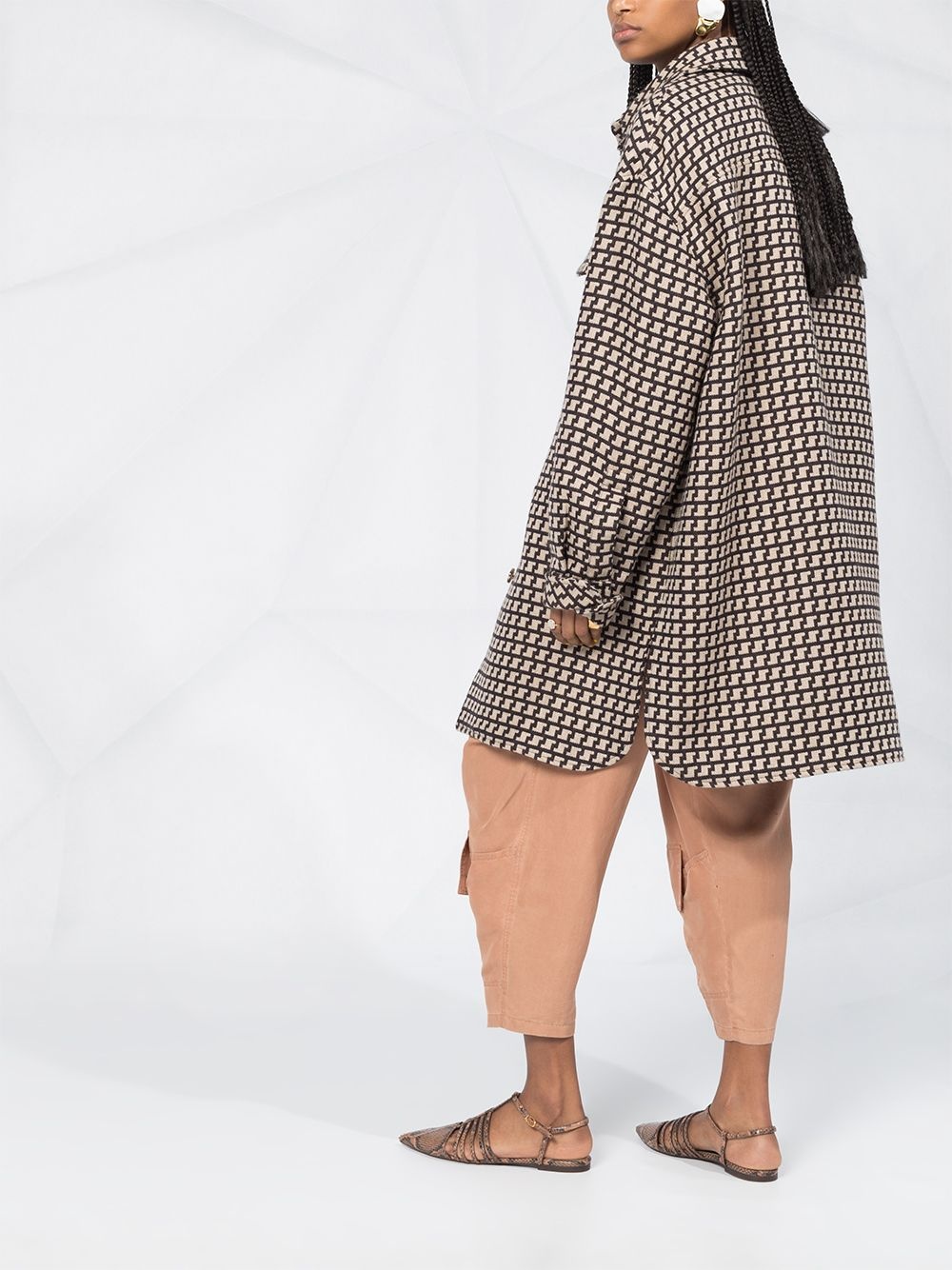 patterned single-breasted coat - 6