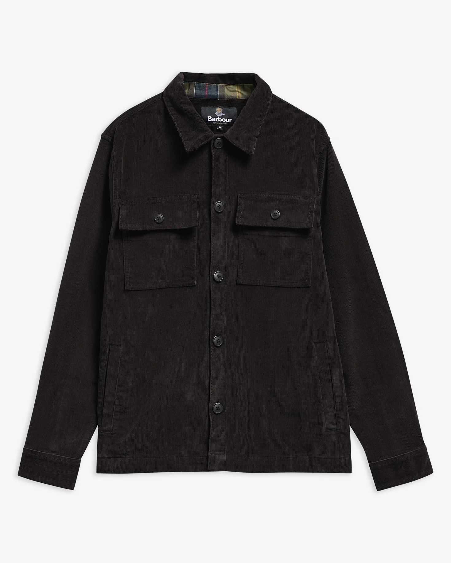 Tartan Trimmed Cord Overshirt - 1