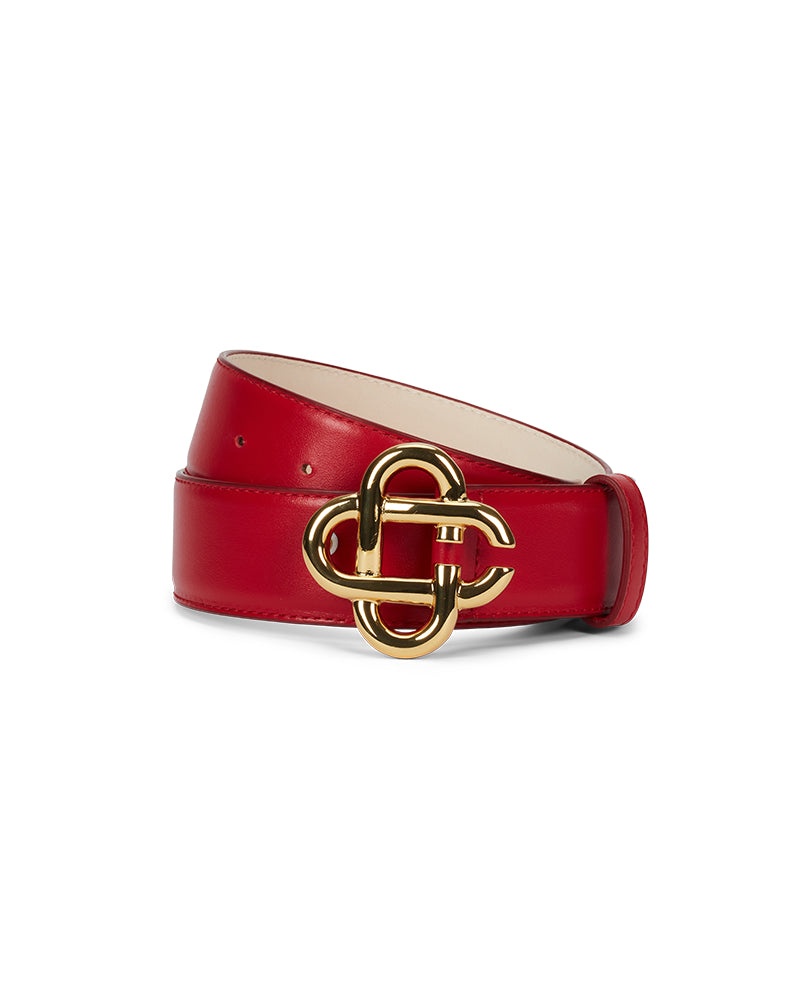 Womens Red Leather Belt - 1