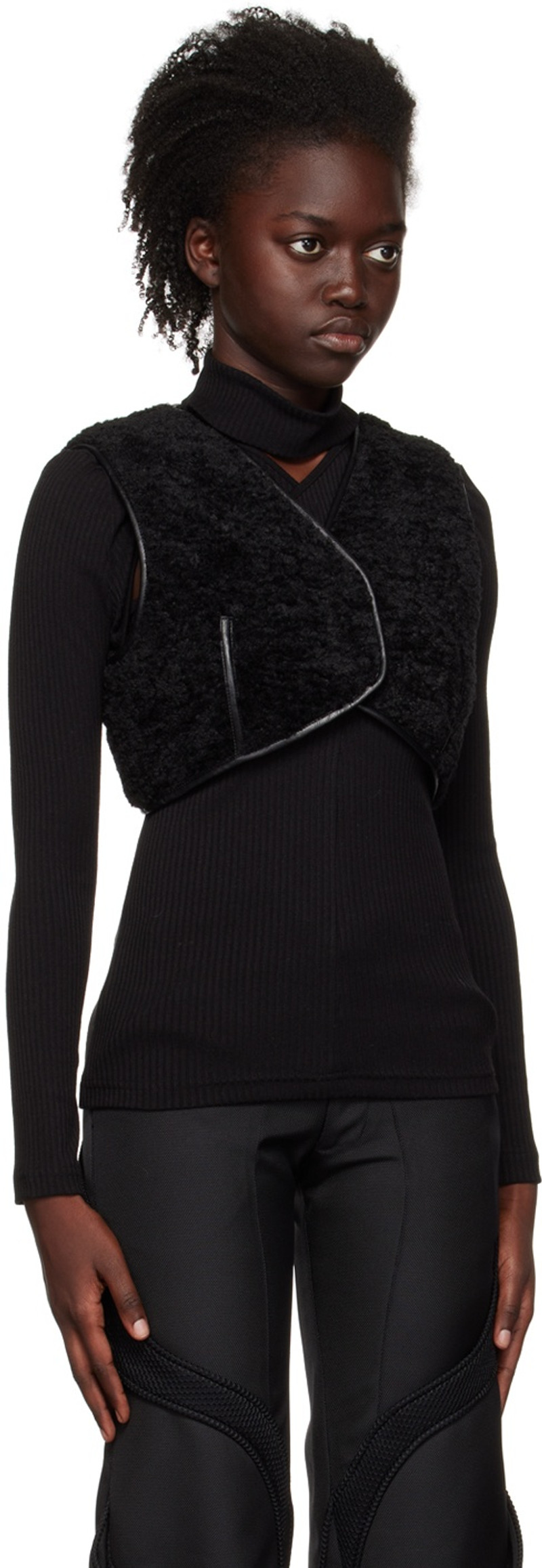 JKOO Black V-Neck Vest outlook